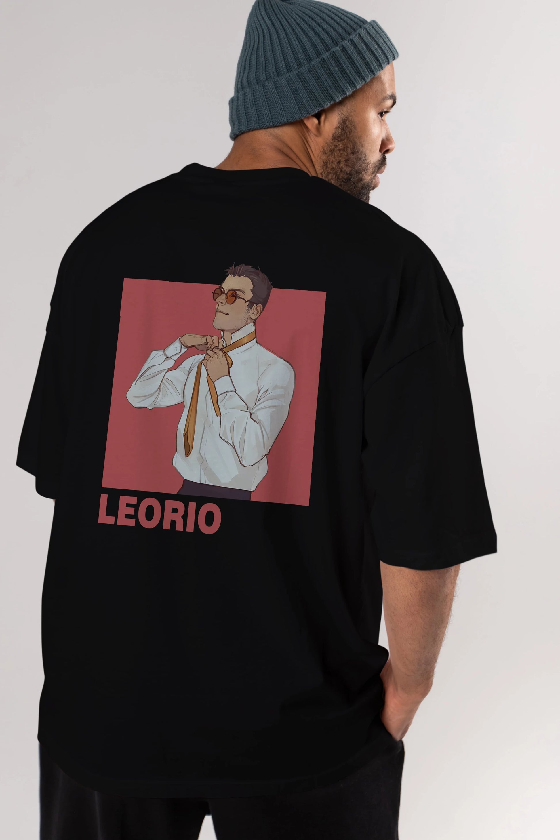 Leorio Paladiknight 5 Anime Arka Baskılı Oversize t-shirt Erkek Kadın Unisex