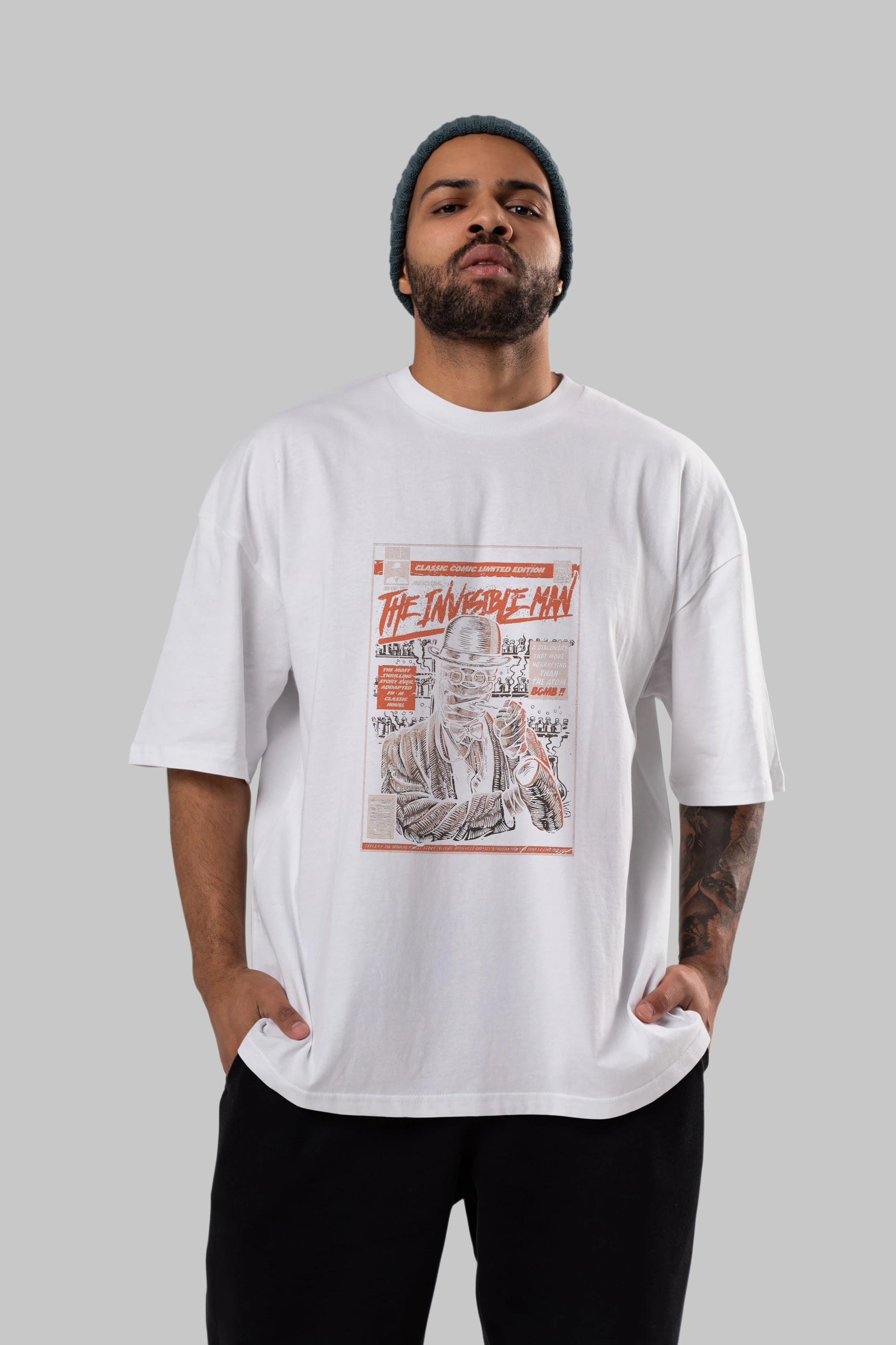 The Invisible Man Ön Baskılı Oversize t-shirt Erkek Kadın Unisex %100 Pamuk tişort
