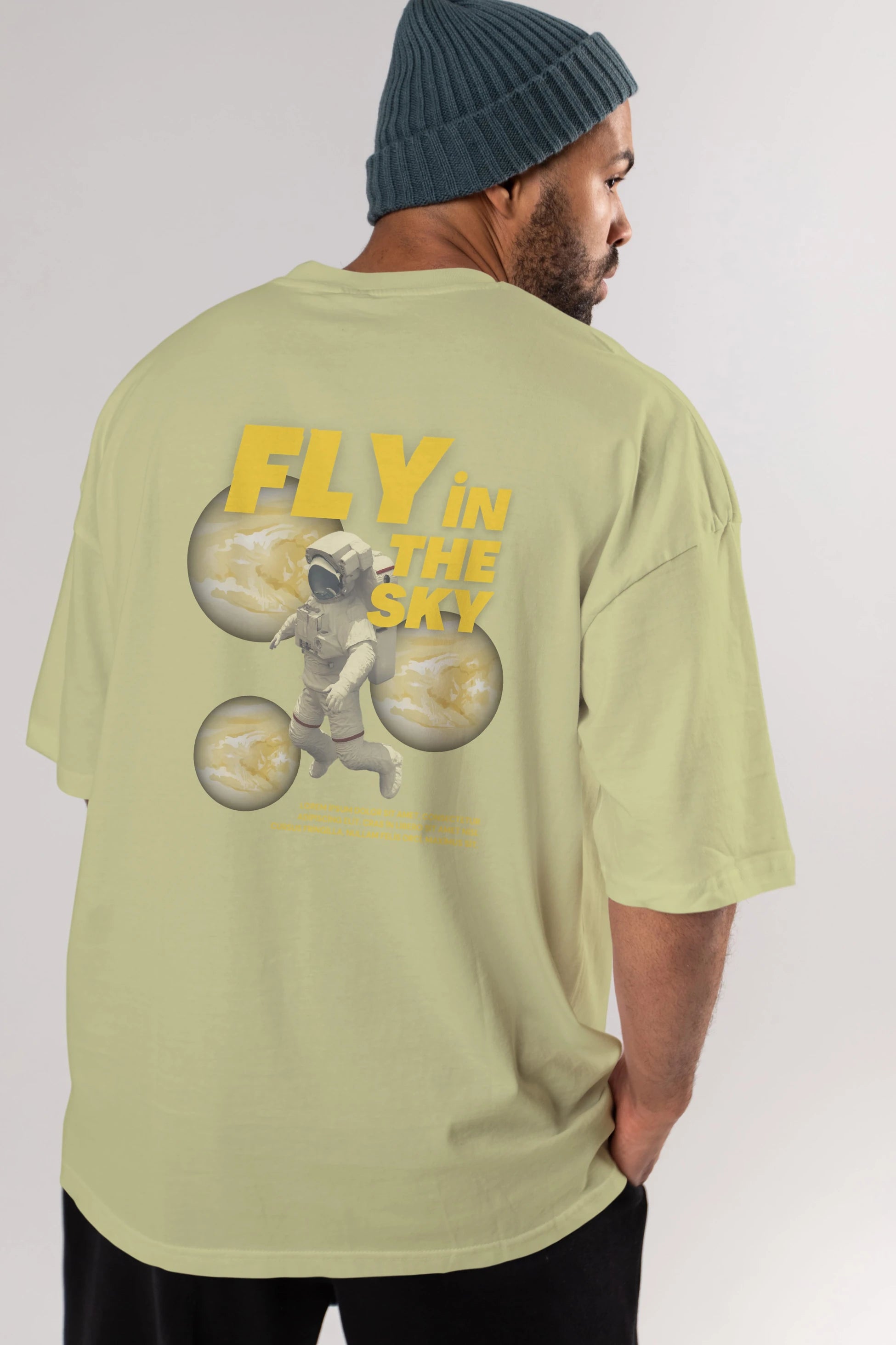 Fly in The Sky Arka Baskılı Oversize t-shirt Erkek Kadın Unisex
