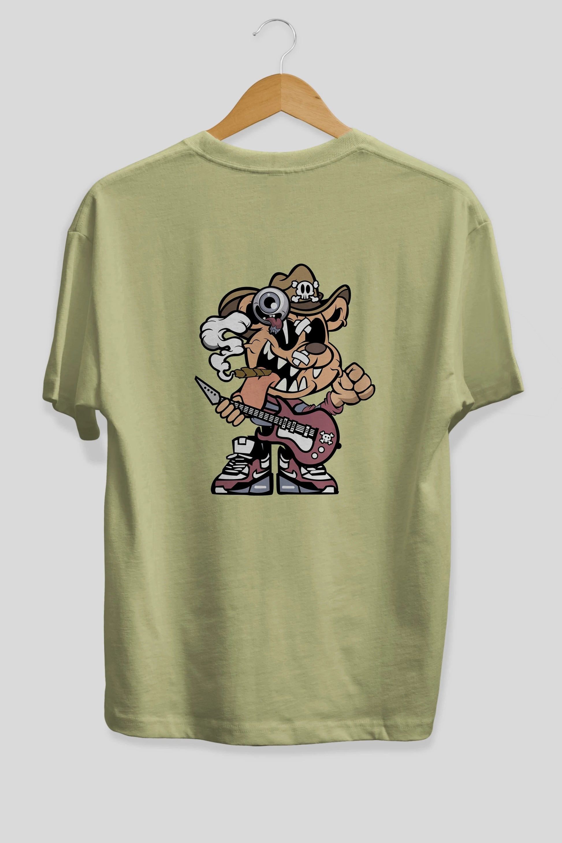 Freddy Bear Arka Baskılı Oversize t-shirt Erkek Kadın Unisex %100 Pamuk tişort