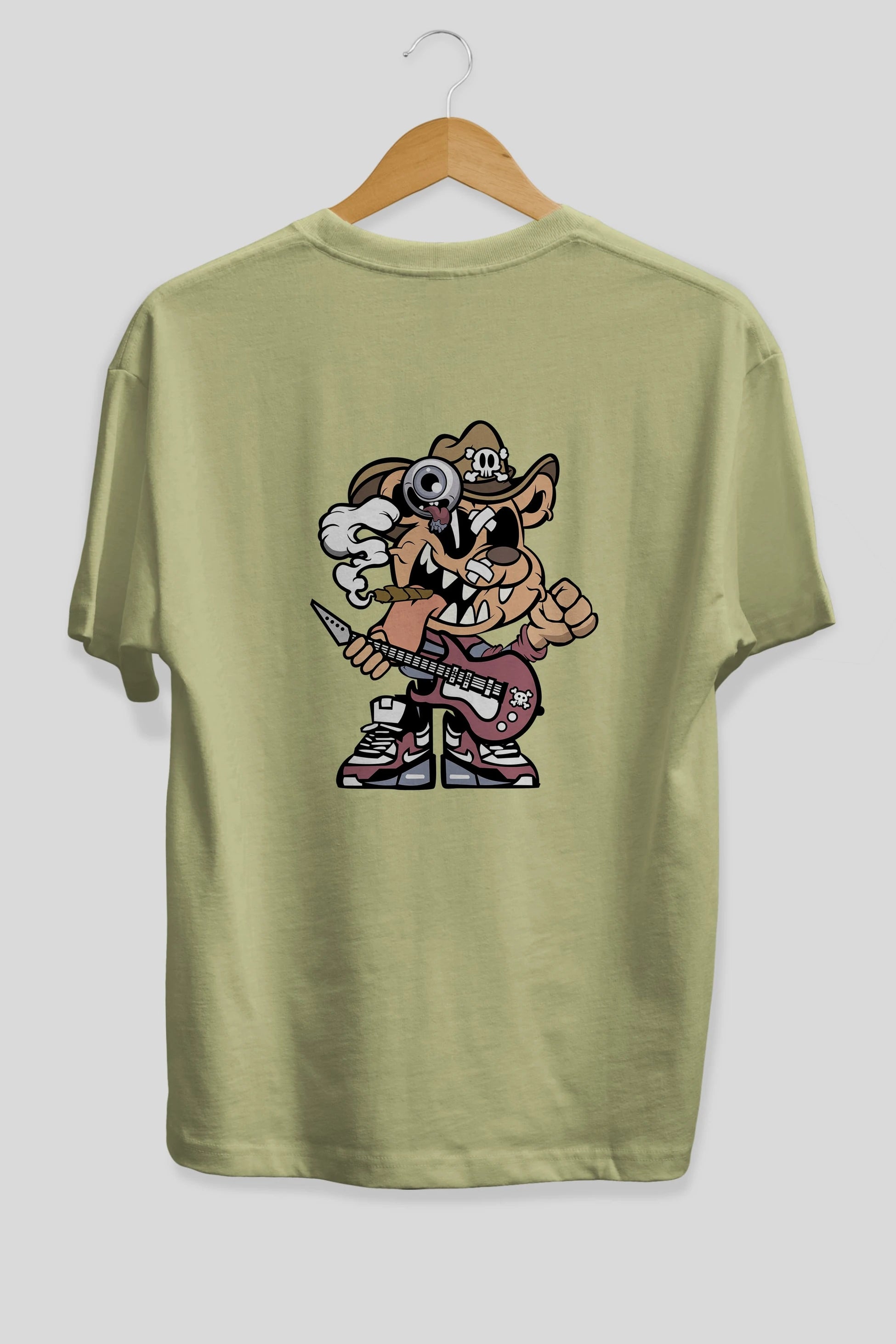 Freddy Bear Arka Baskılı Oversize t-shirt Erkek Kadın Unisex %100 Pamuk tişort