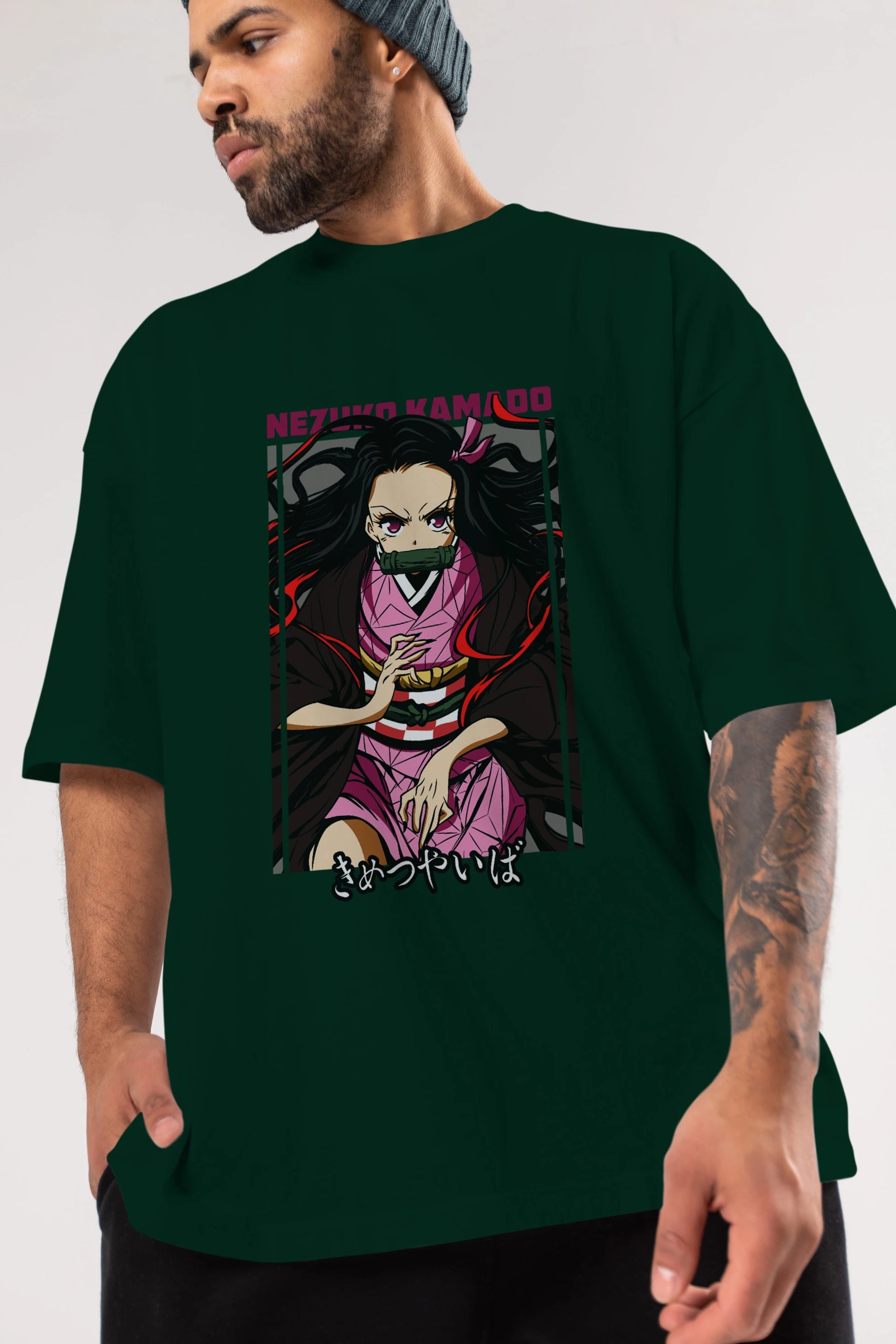 Nezuko Kamado 1 Anime Ön Baskılı Oversize t-shirt %100 pamuk Erkek Kadın Unisex
