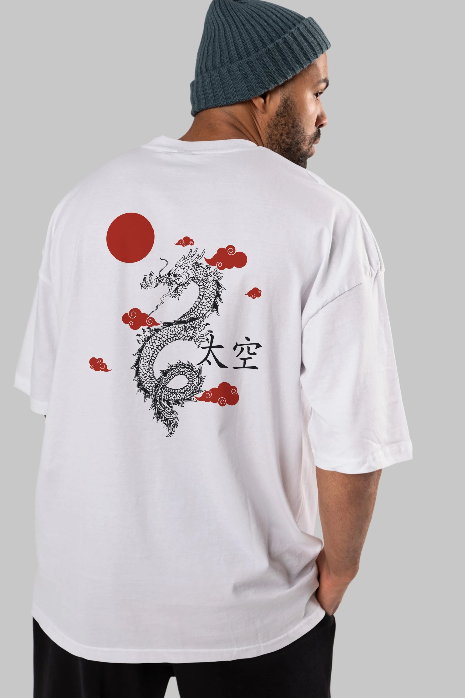Chinese Dragon Arka Baskılı Oversize t-shirt Erkek Kadın Unisex