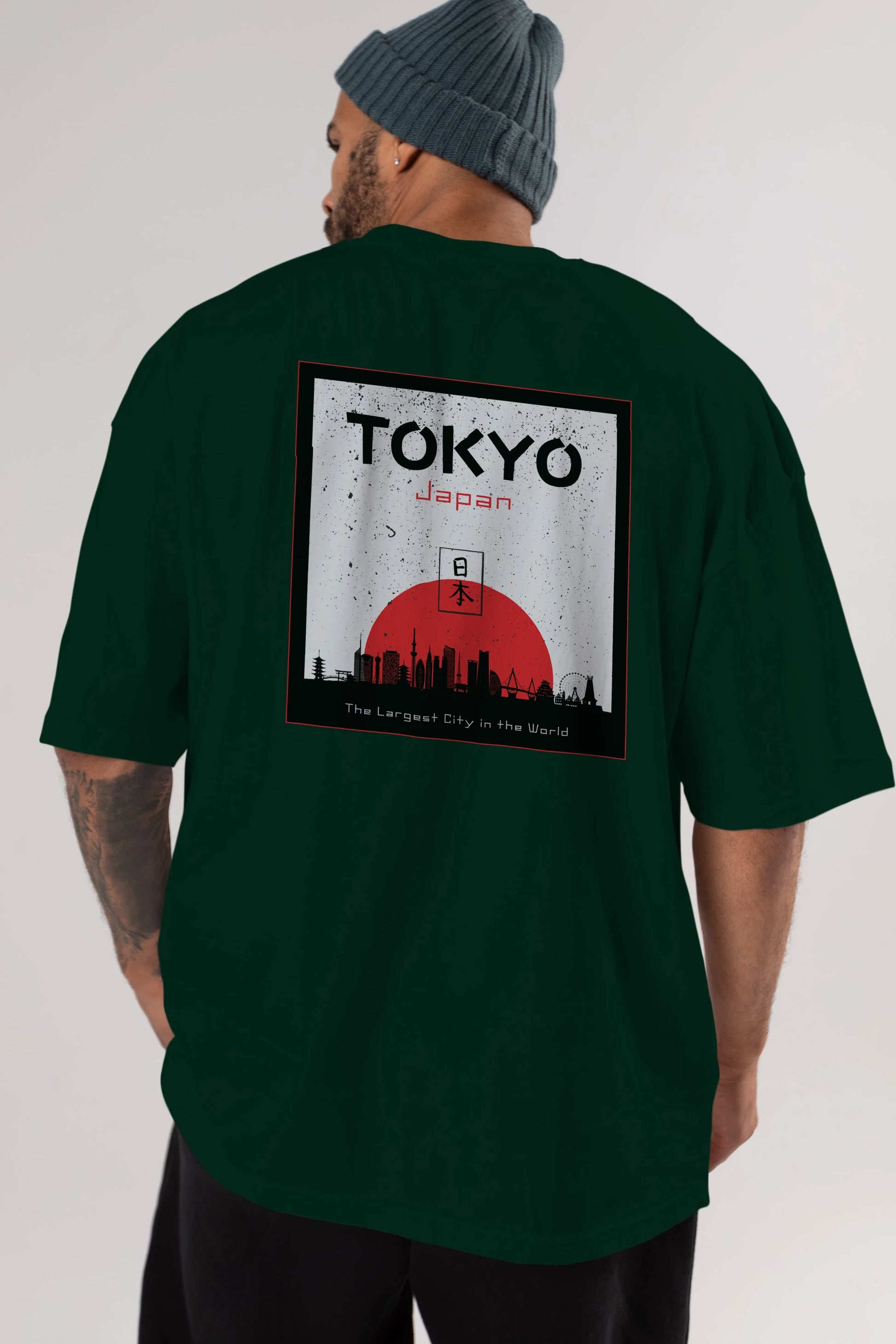 Tokyo Japan Yazılı Arka Baskılı Oversize t-shirt Erkek Kadın Unisex