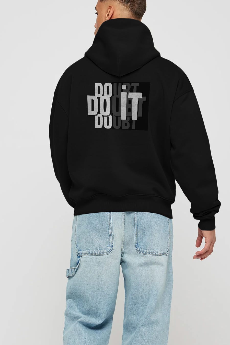 Do it Yazılı Arka Baskılı Oversize Hoodie Kapüşonlu Sweatshirt Erkek Kadın Unisex