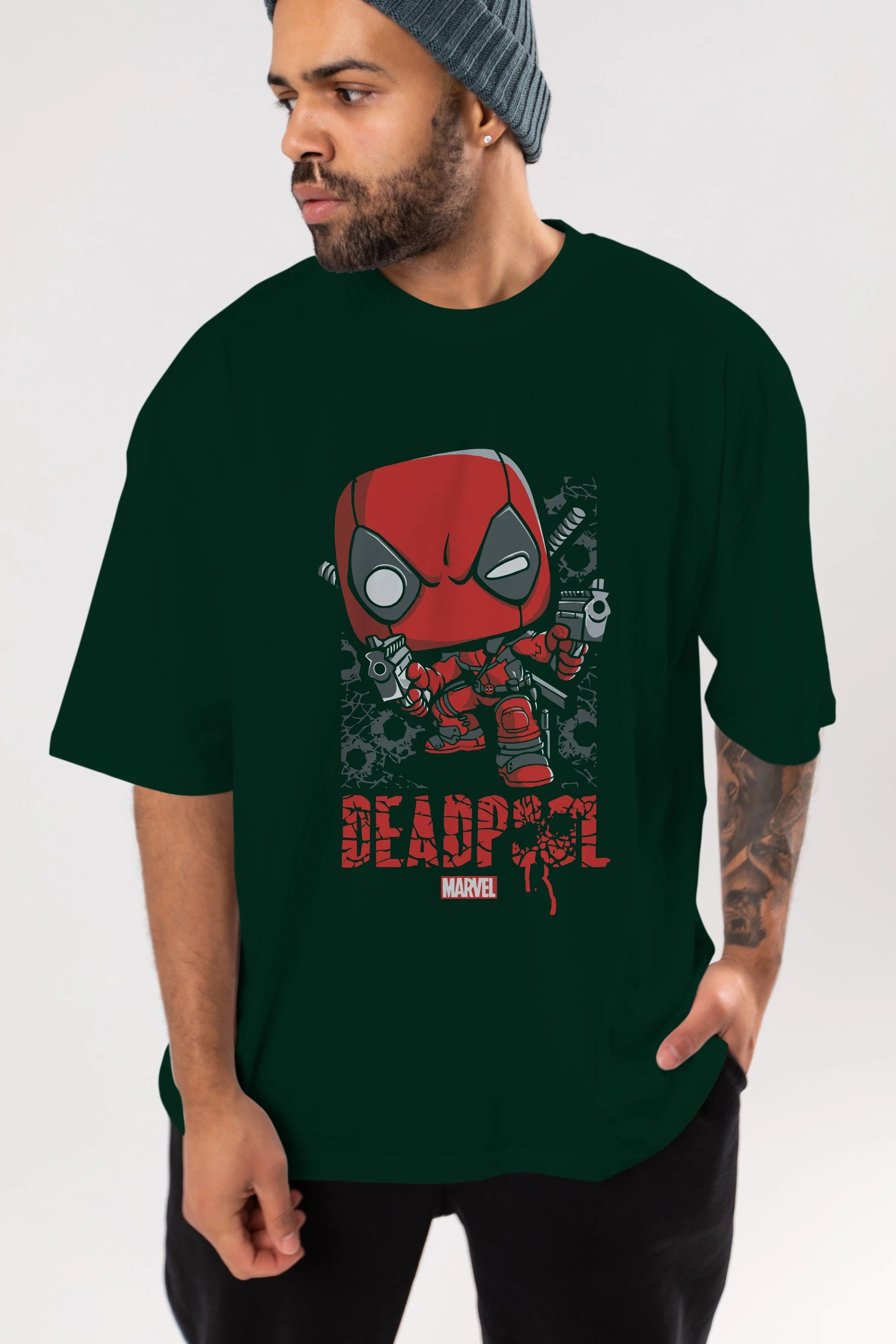 Deadpool (8) Ön Baskılı Oversize t-shirt Erkek Kadın Unisex %100 Pamuk Bisiklet Yaka tişort