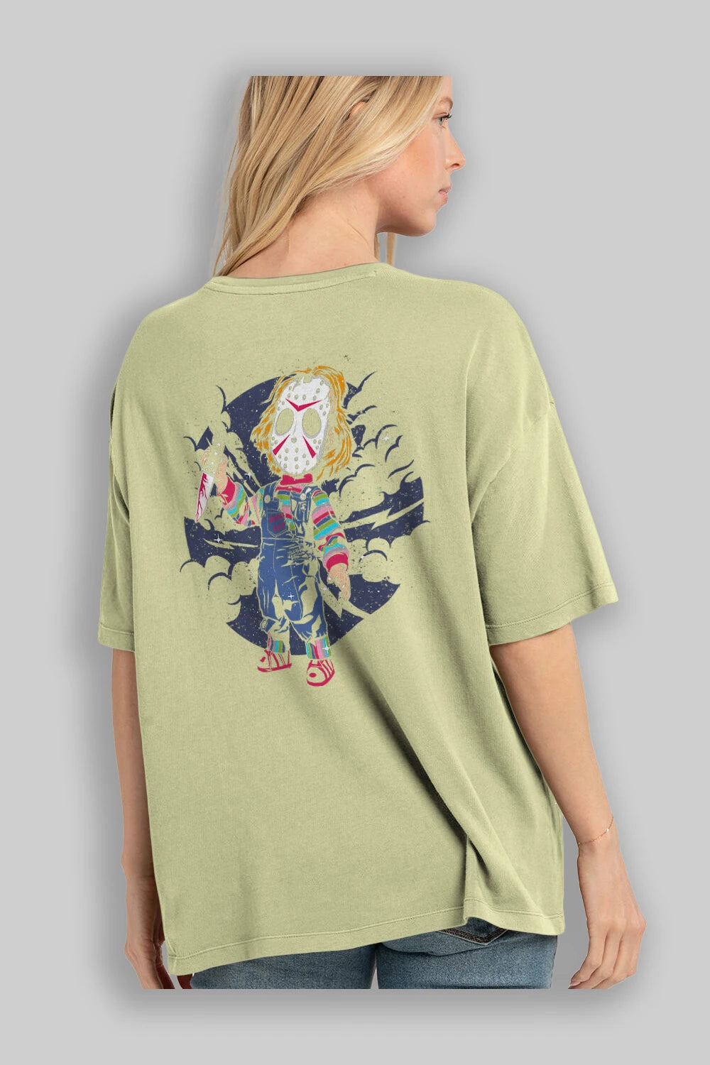 Chucky Arka Baskılı Oversize t-shirt Erkek Kadın Unisex %100 Pamuk