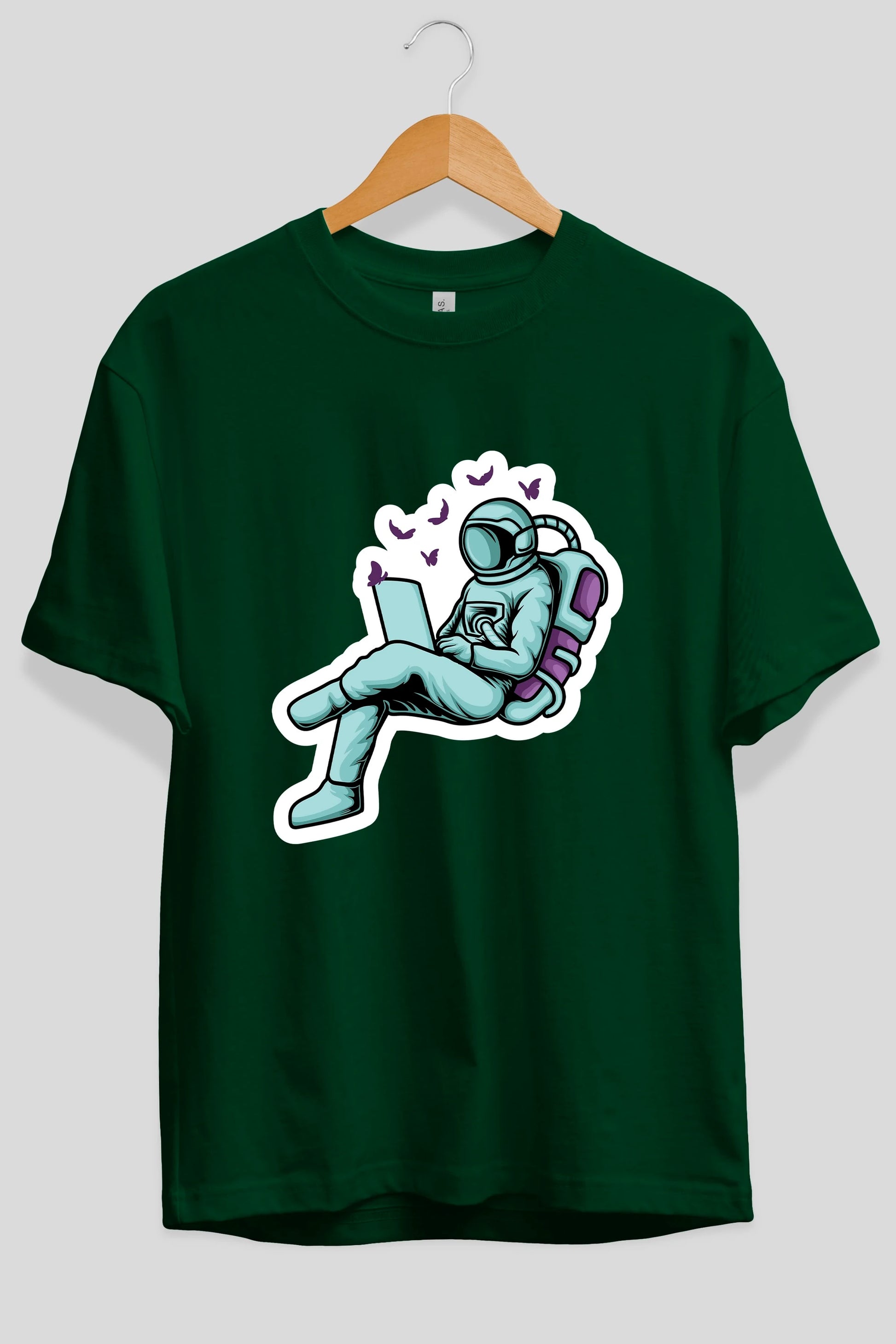 Work with Butterflies in Space Sticker Ön Baskılı Oversize t-shirt Erkek Kadın Unisex