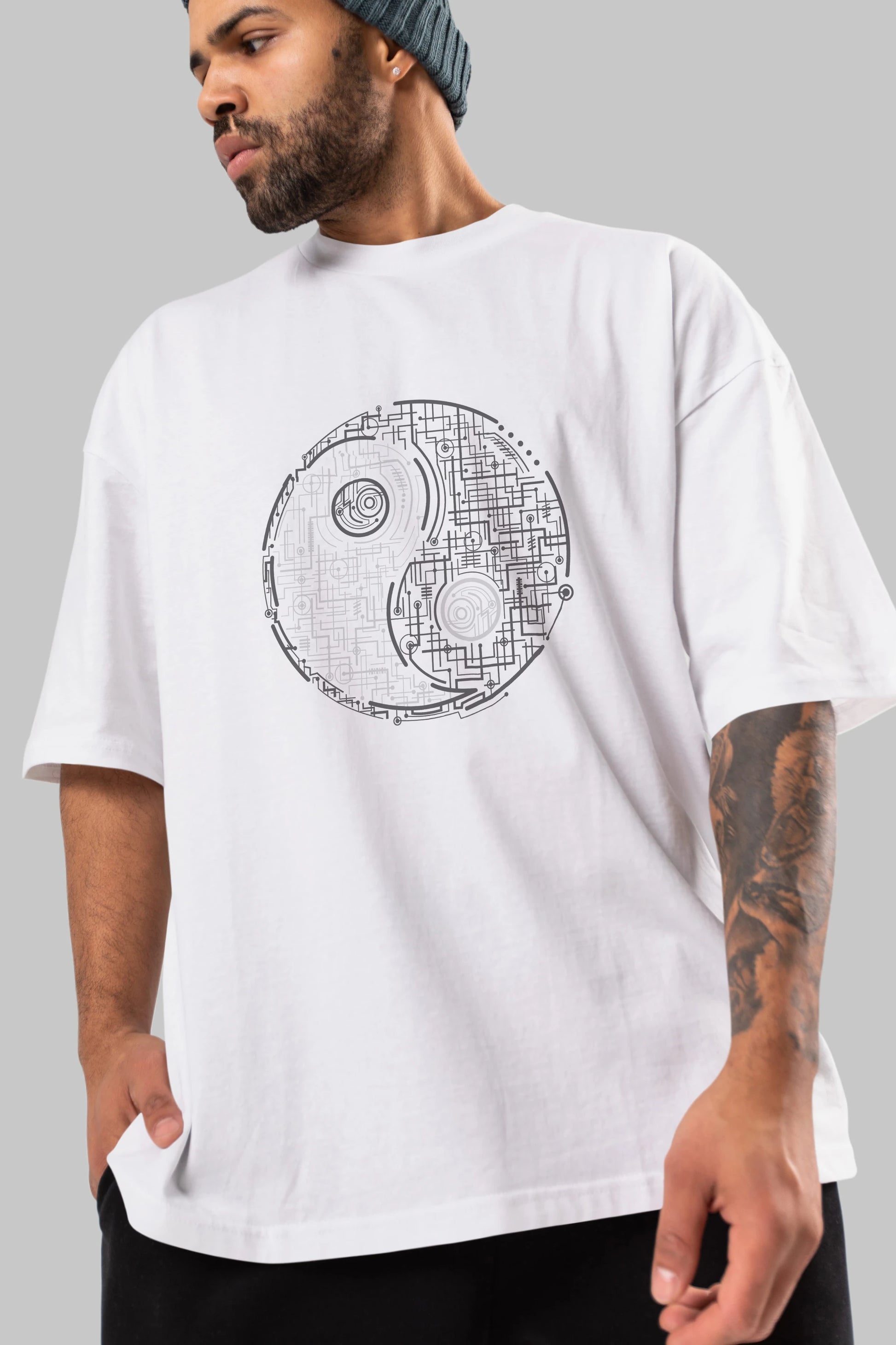 Electric Balance Ön Baskılı Oversize t-shirt %100 pamuk Erkek Kadın Unisex