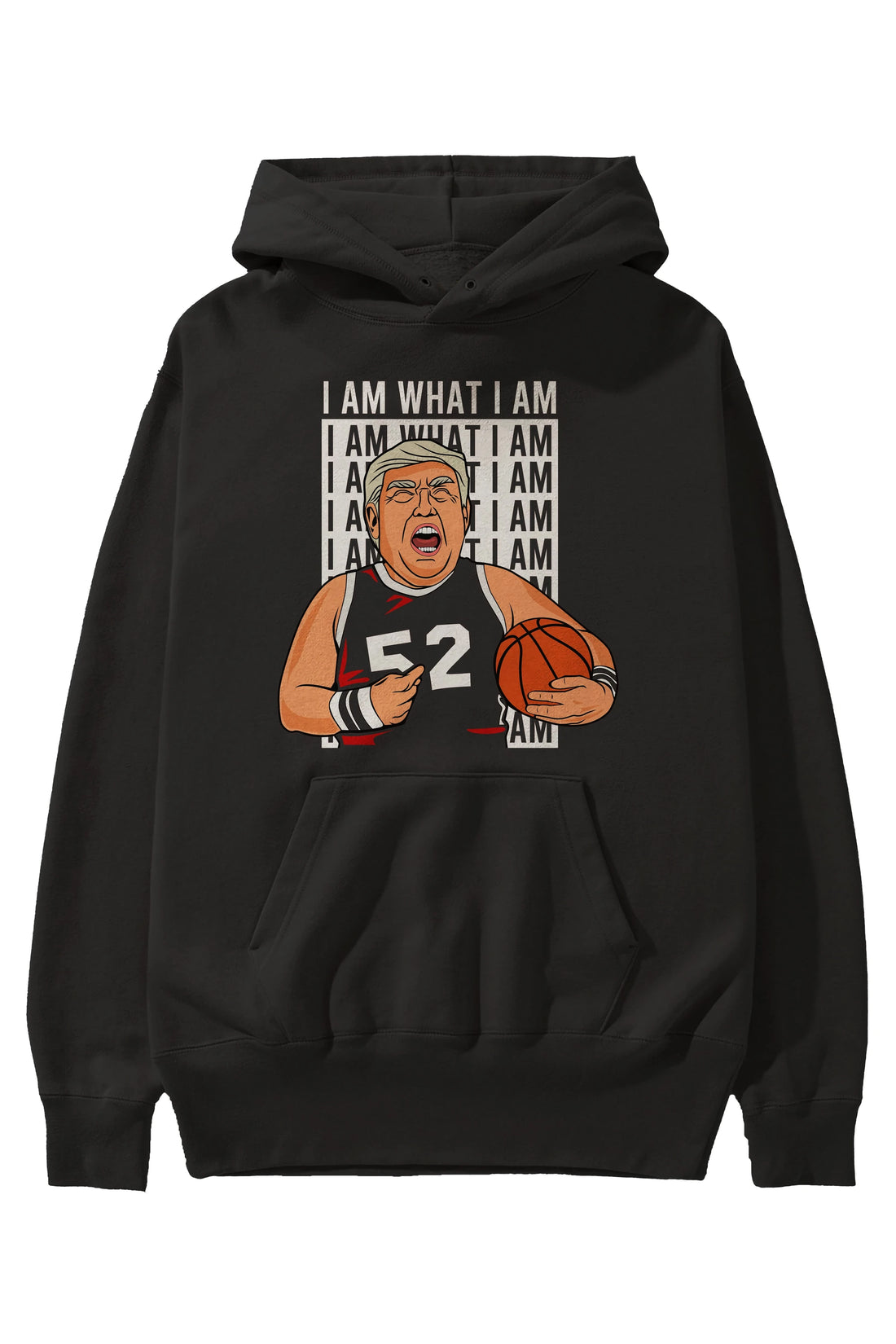 Trump Basketball Ön Baskılı Hoodie Oversize Kapüşonlu Sweatshirt Erkek Kadın Unisex