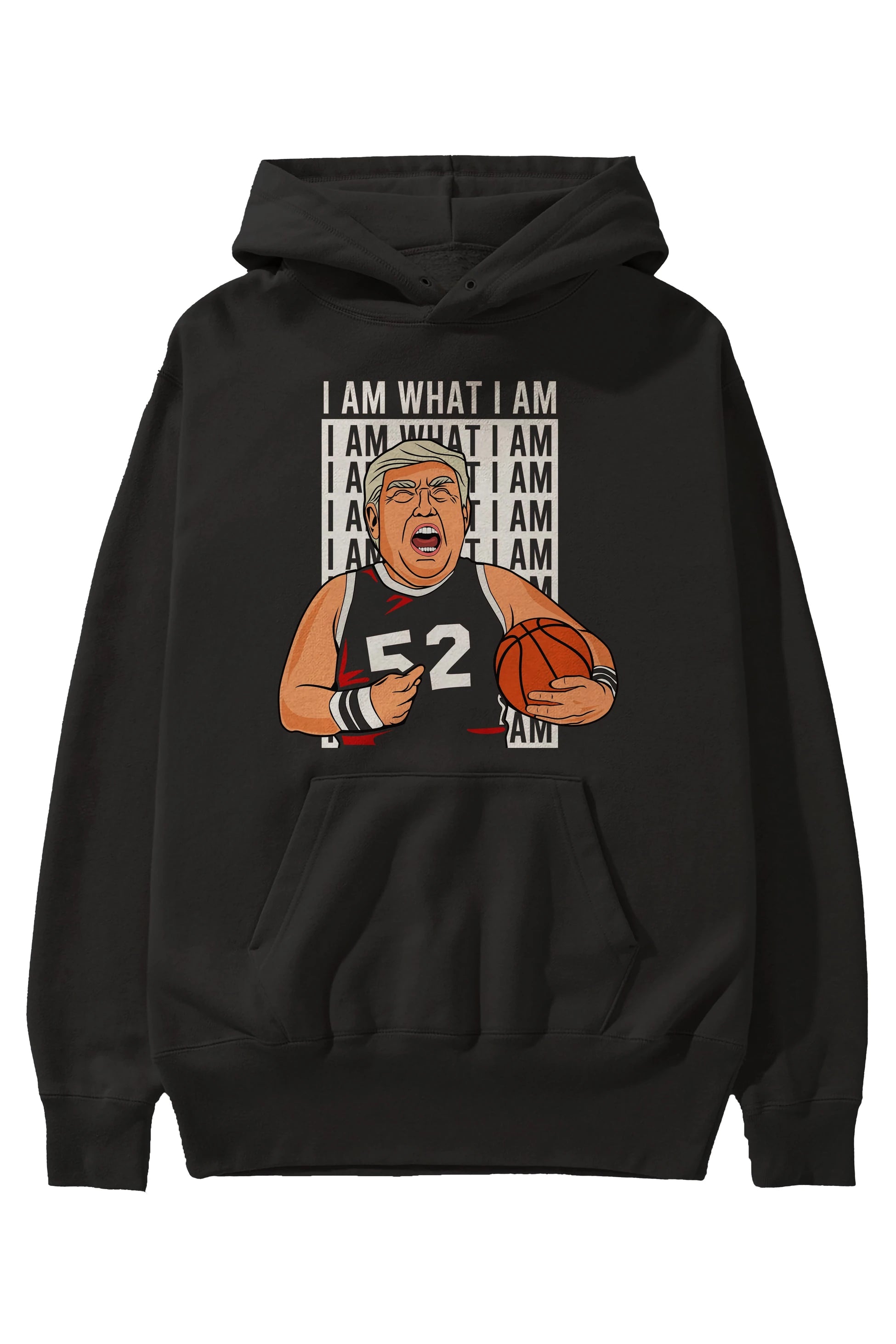 Trump Basketball Ön Baskılı Hoodie Oversize Kapüşonlu Sweatshirt Erkek Kadın Unisex