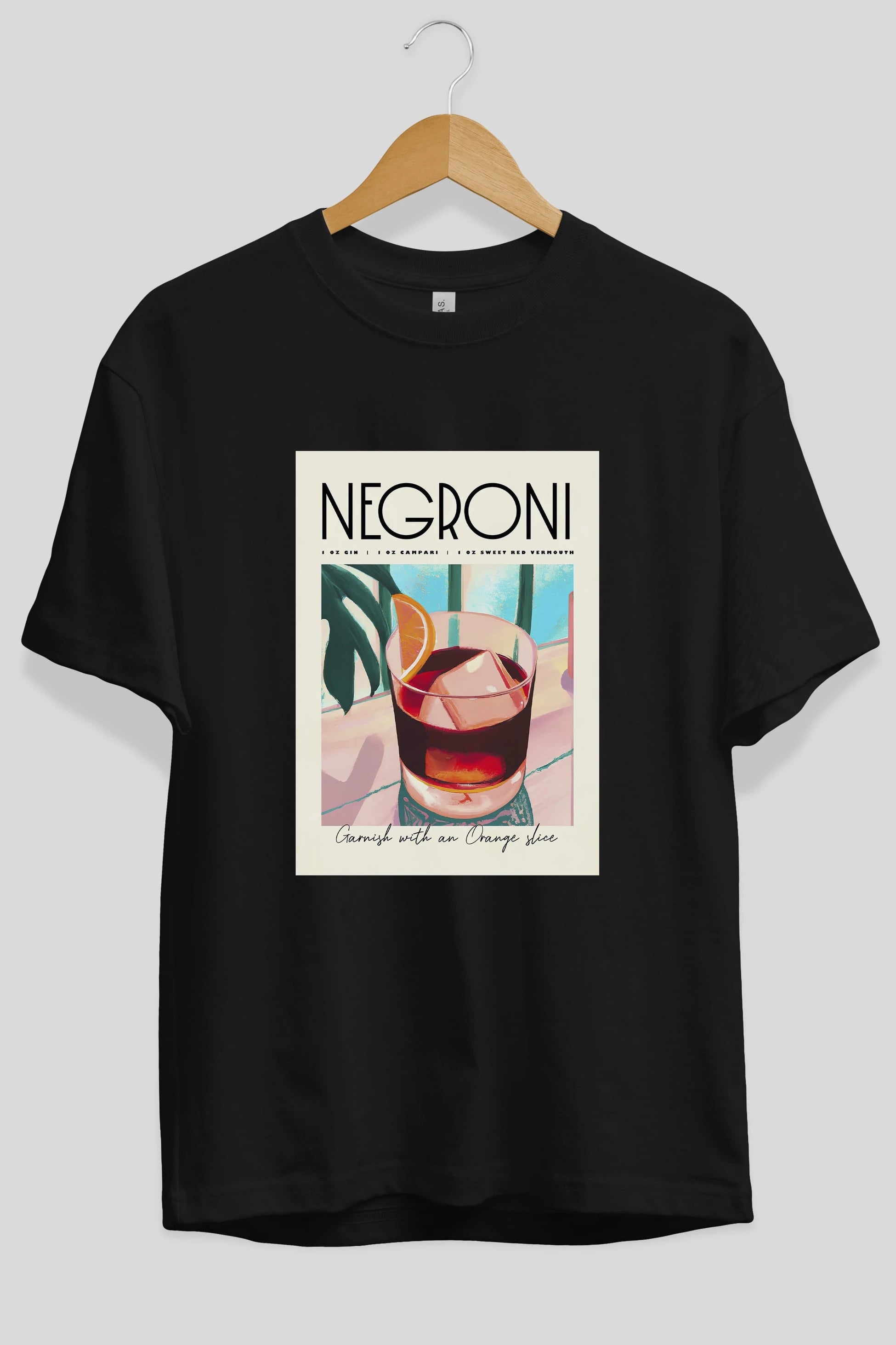 Negroni 4 Ön Baskılı Oversize t-shirt Erkek Kadın Unisex %100 Pamuk Bisiklet Yaka tişort