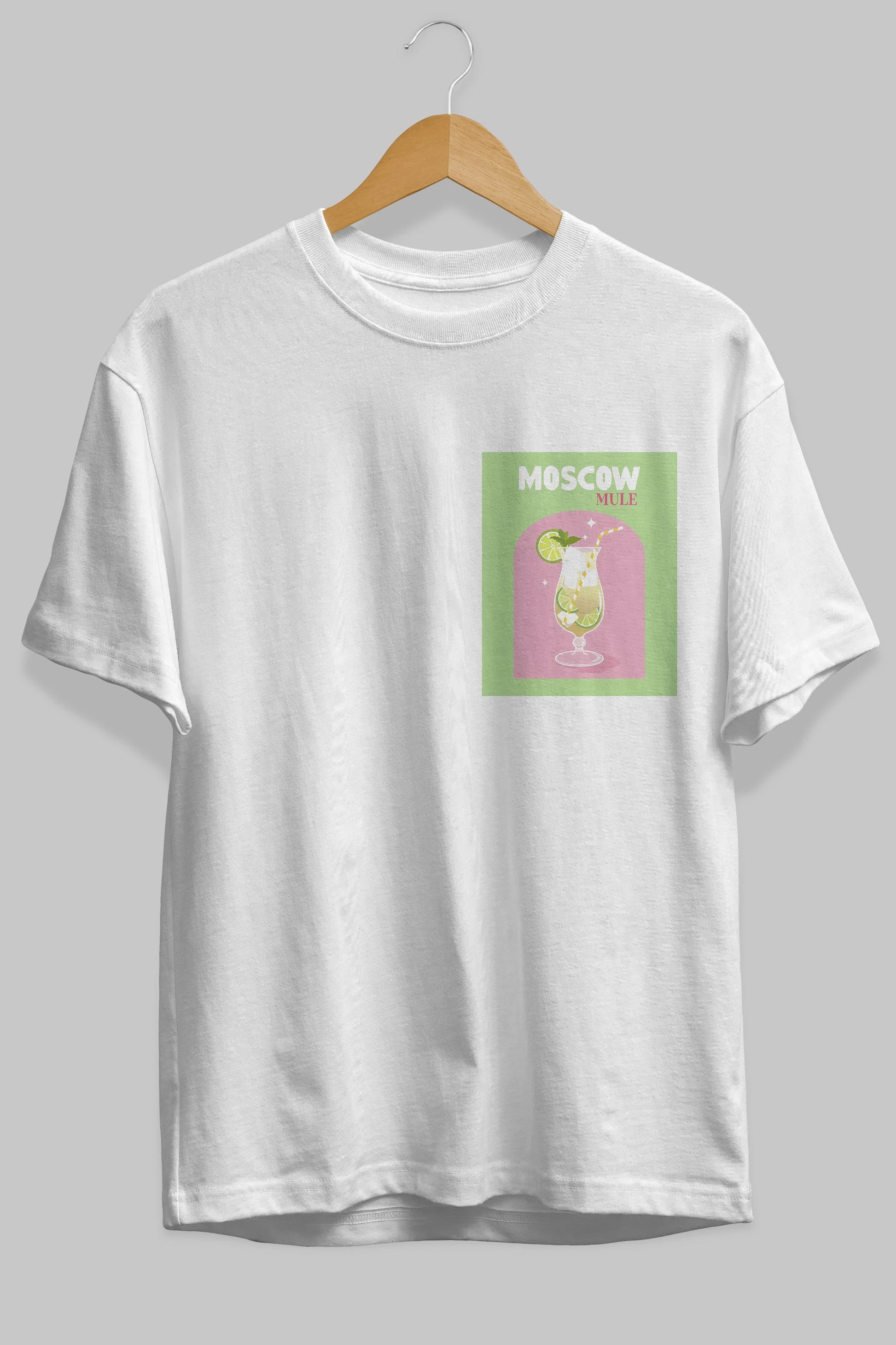 Moscow Mule 5 Ön Sol Baskılı Oversize t-shirt Erkek Kadın Unisex %100 Pamuk Bisiklet Yaka tişort