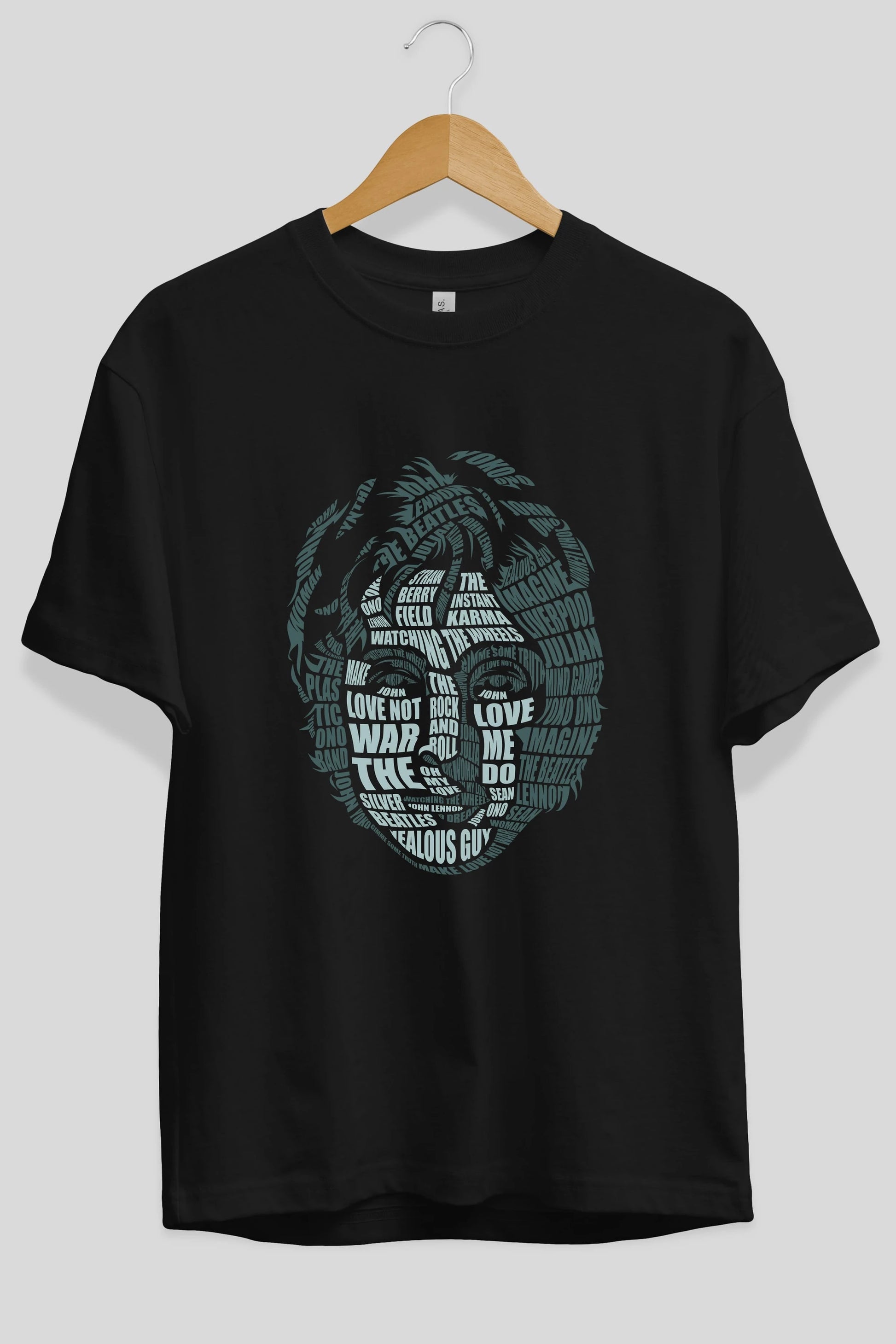 John Lennon Calligram Ön Baskılı Oversize t-shirt %100 pamuk Erkek Kadın Unisex