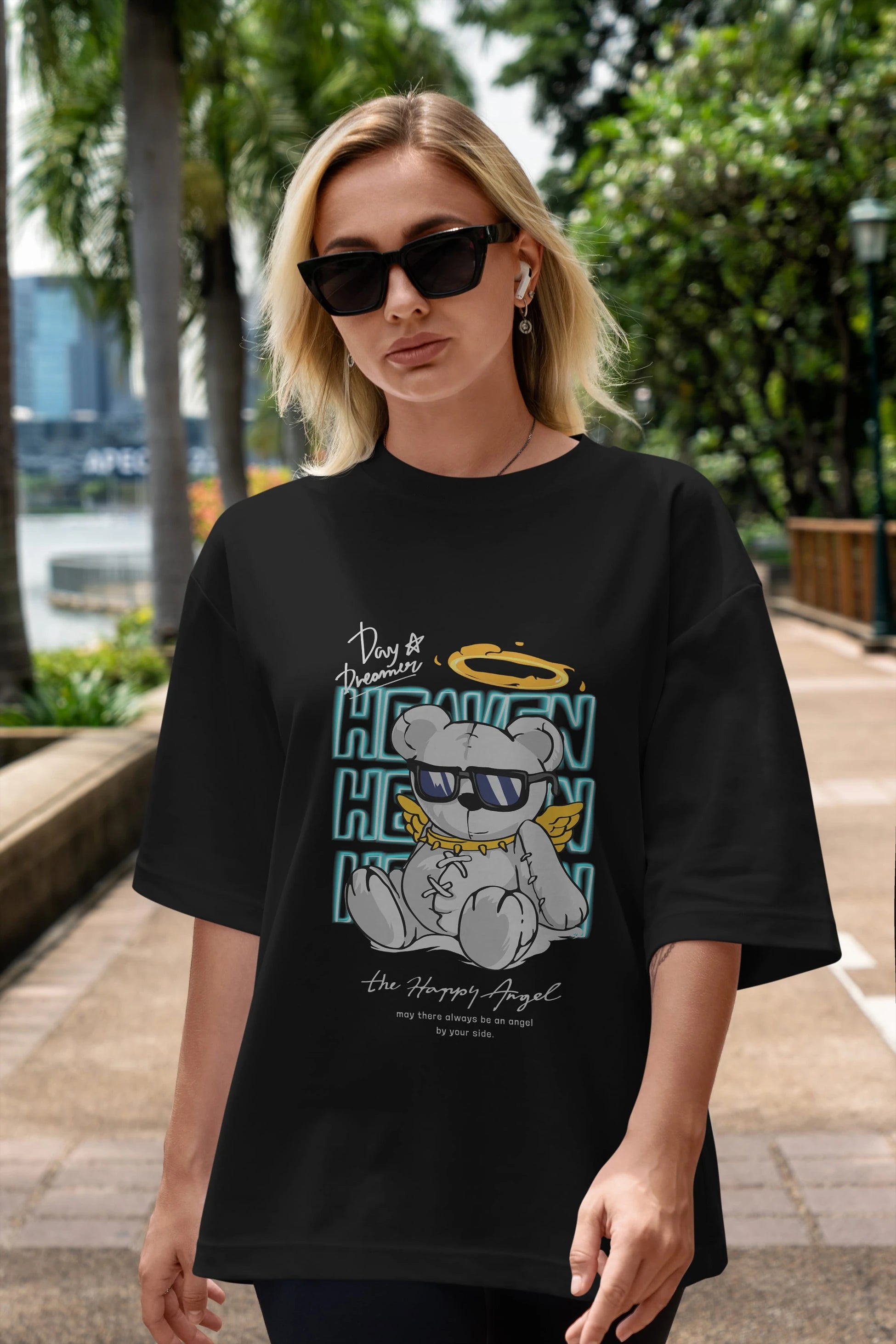 Heaven Bear Ön Baskılı Oversize t-shirt Erkek Kadın Unisex