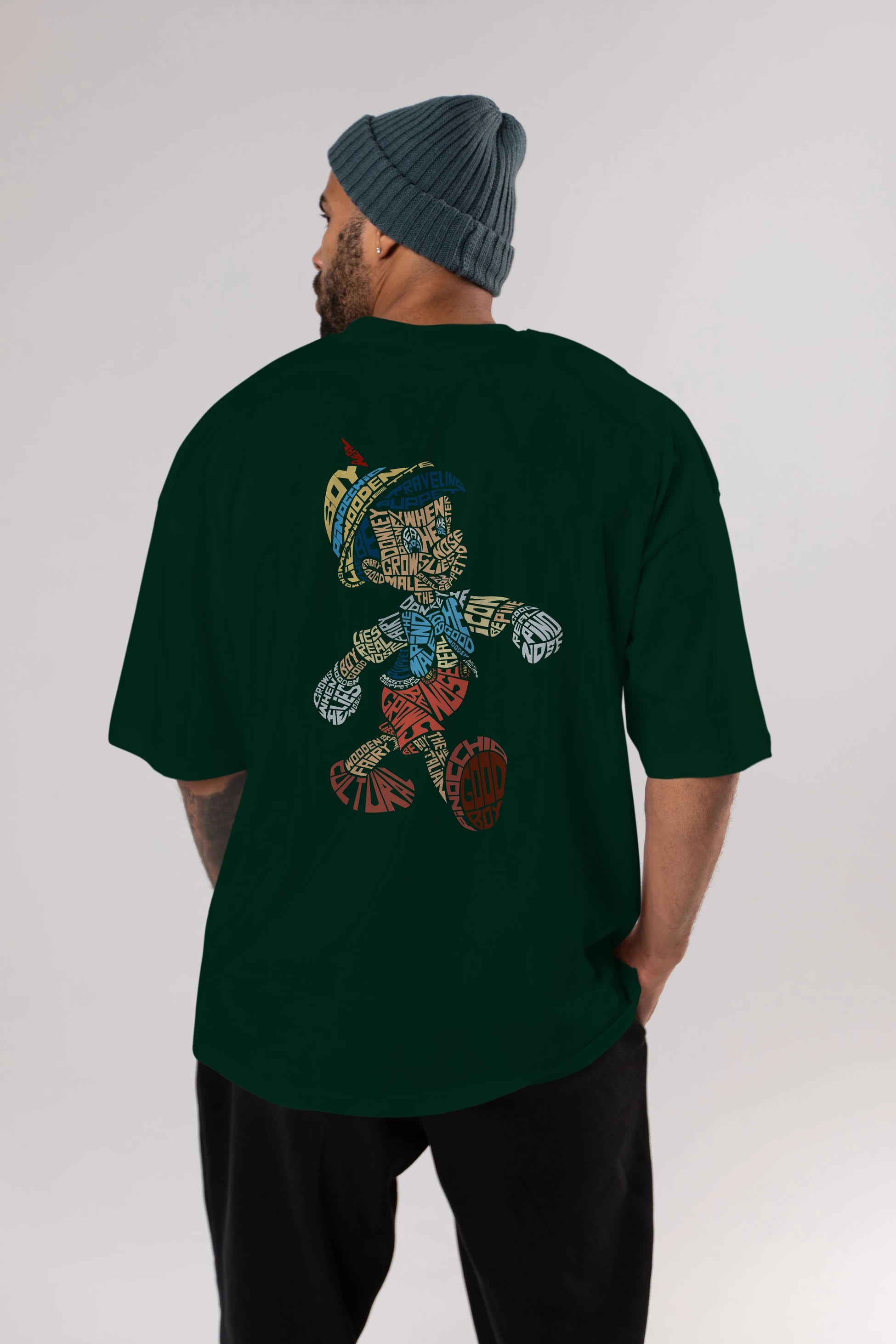 Pinokio Arka Baskılı Oversize t-shirt %100 pamuk Erkek Kadın Unisex
