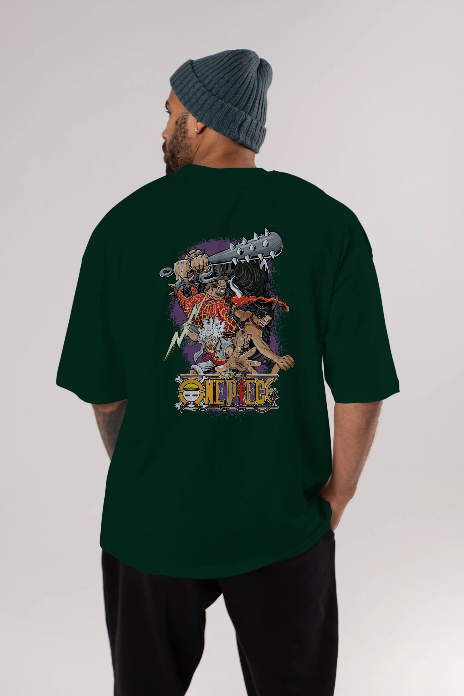 ONE PIECE (6) Anime Arka Baskılı Oversize t-shirt Erkek Kadın Unisex