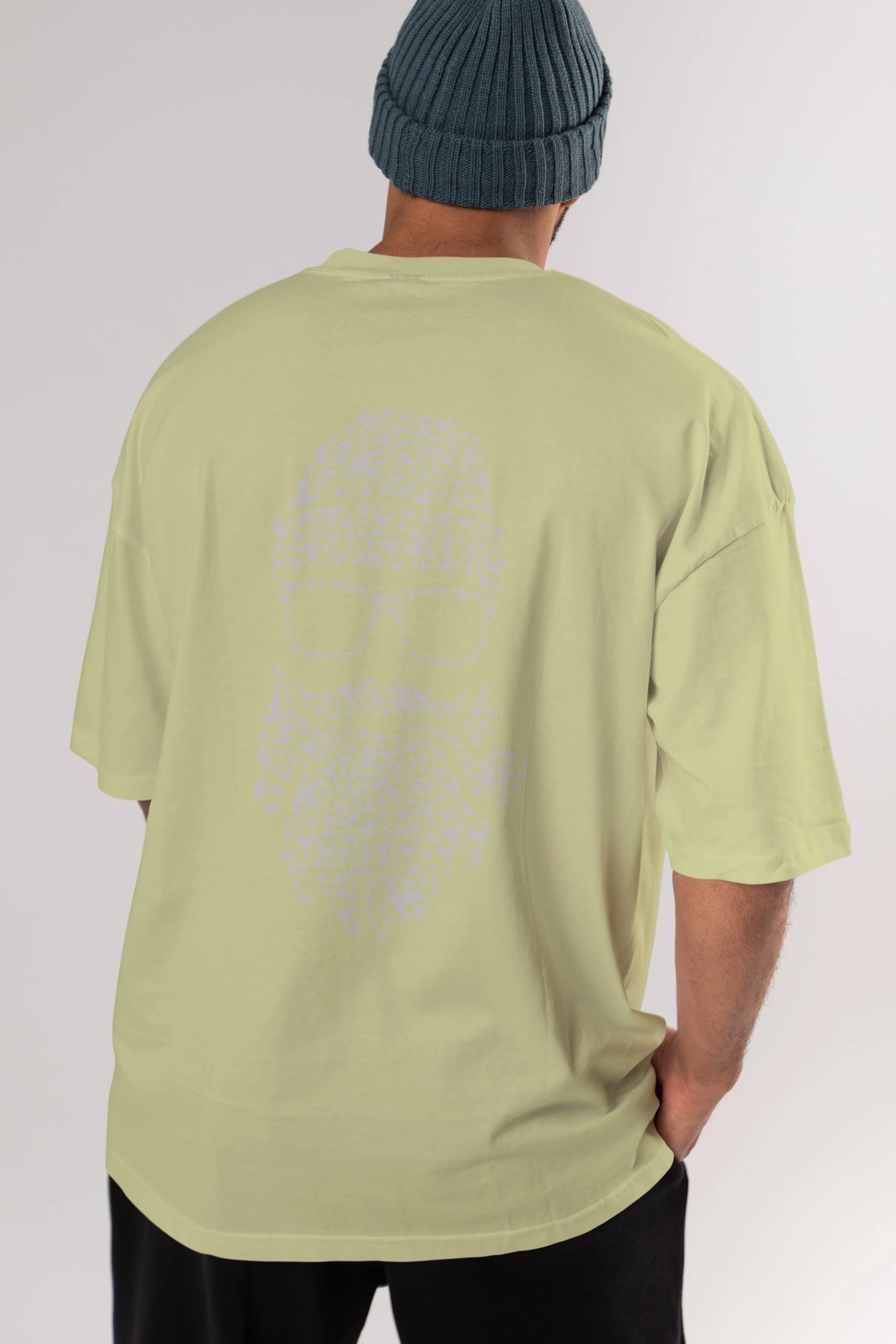 Birds Beard Arka Baskılı Oversize t-shirt %100 pamuk Erkek Kadın Unisex