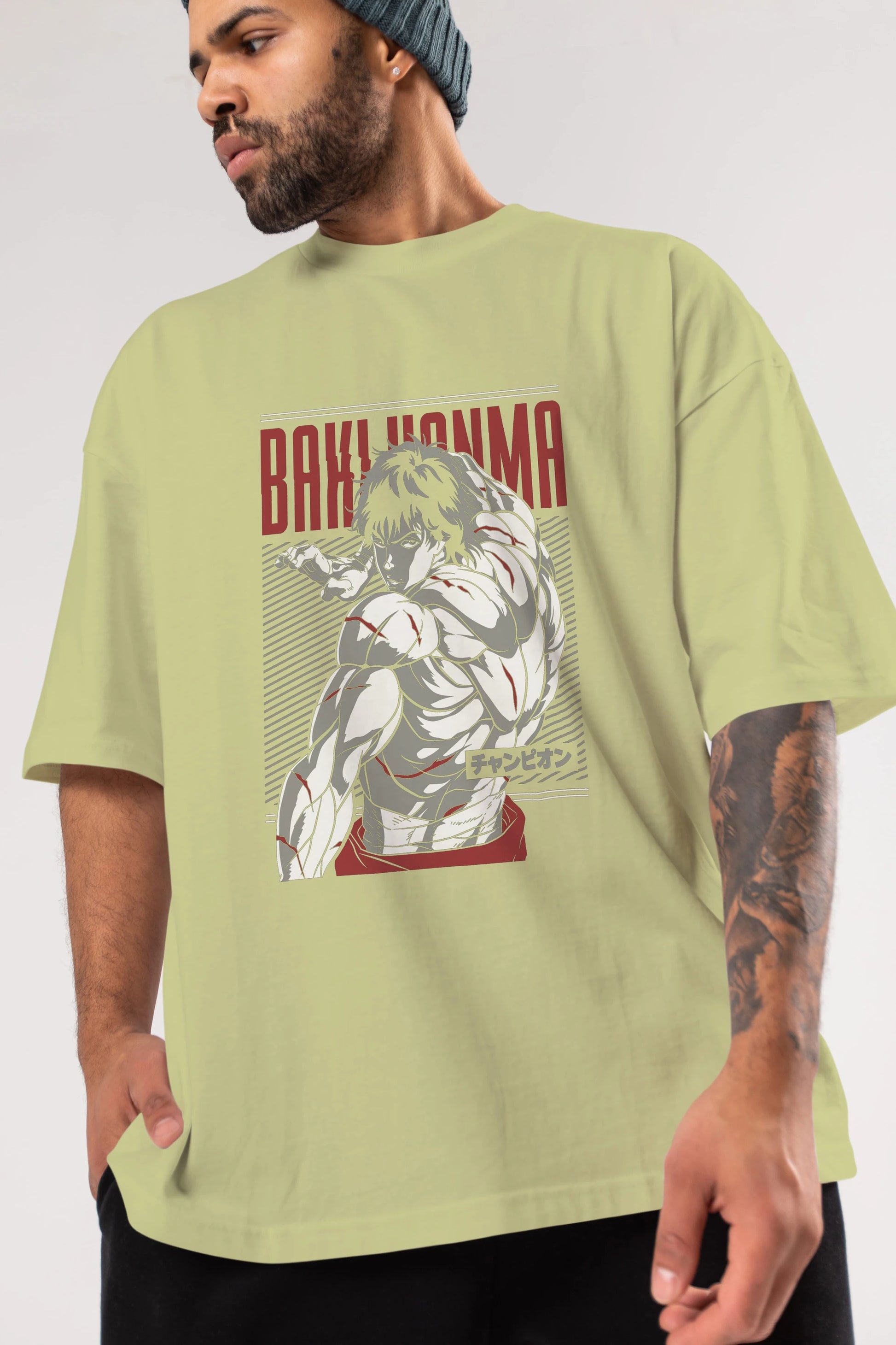 BAKI HANMA Anime Ön Baskılı Oversize t-shirt %100 pamuk Erkek Kadın Unisex