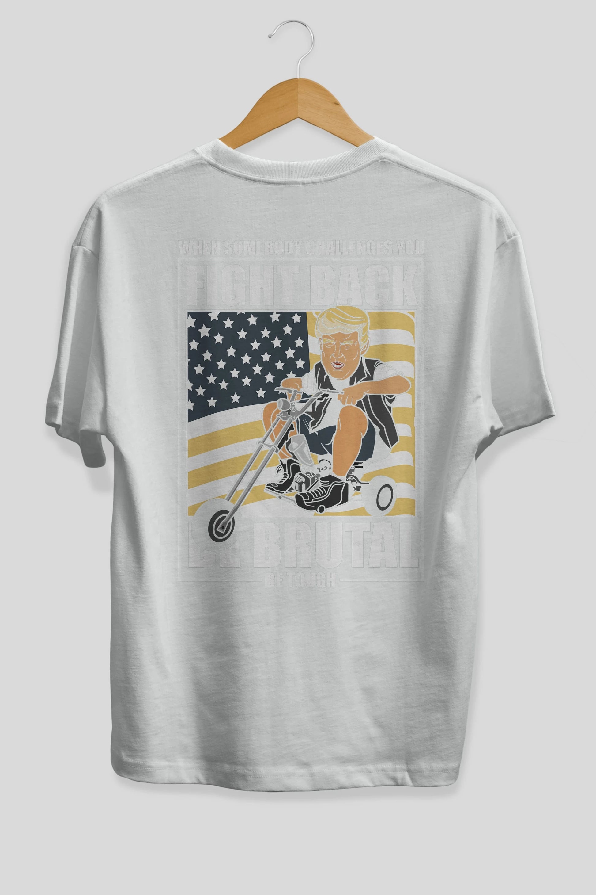 Trump Biker Arka Baskılı Oversize t-shirt Erkek Kadın Unisex %100 Pamuk tişort