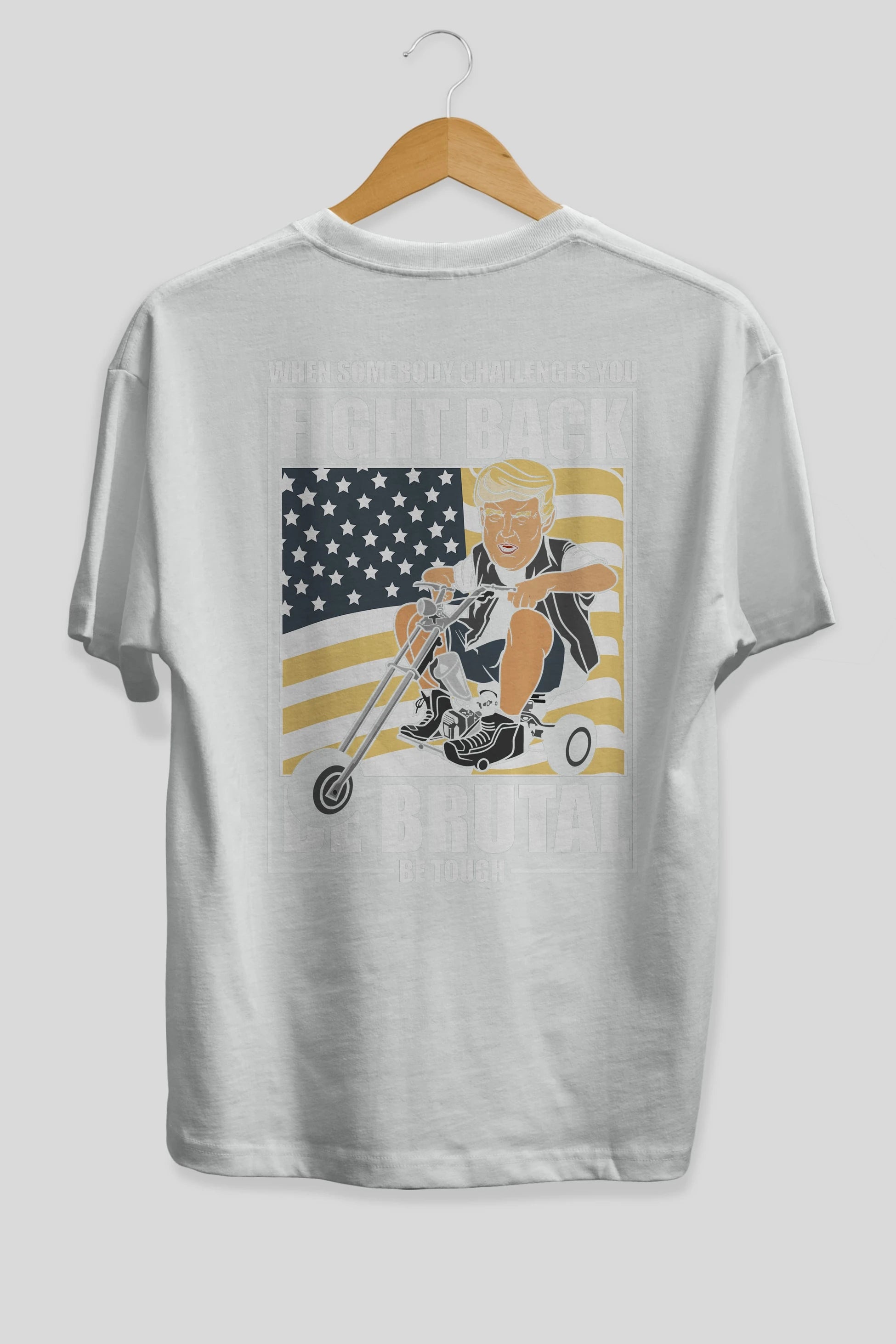 Trump Biker Arka Baskılı Oversize t-shirt Erkek Kadın Unisex %100 Pamuk tişort