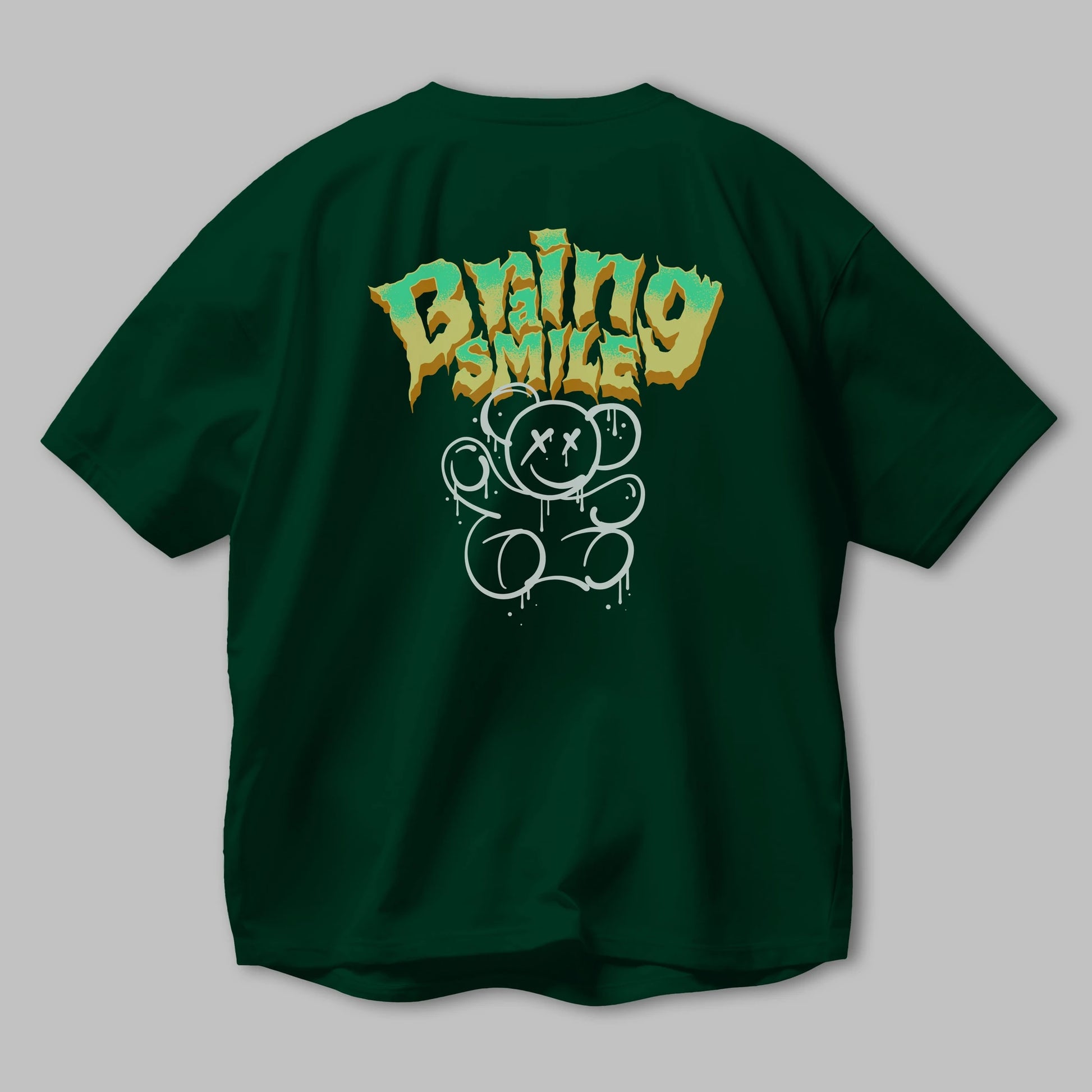 Teddy Bear Braing Smile Arka Baskılı Oversize t-shirt Erkek Kadın Unisex