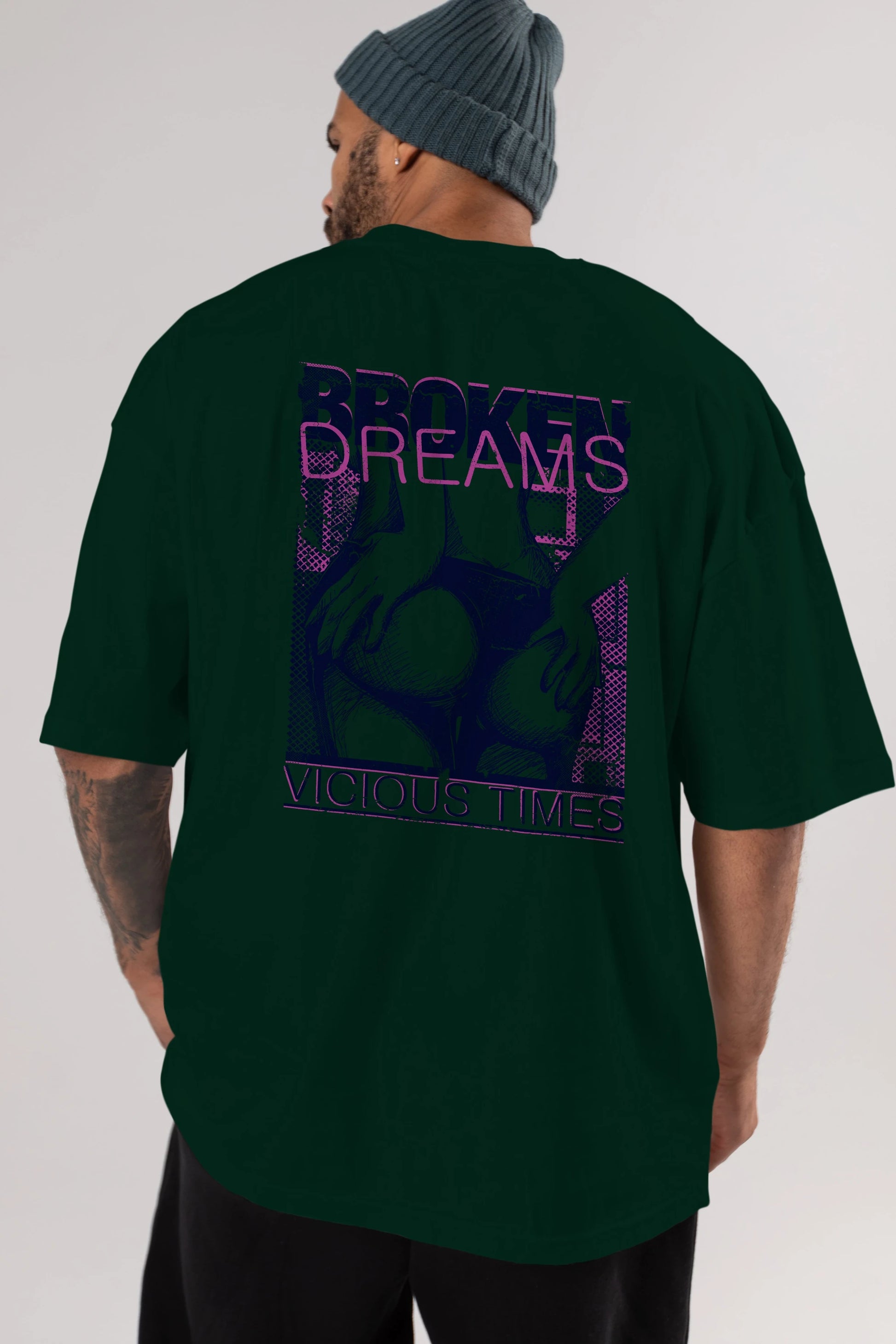 Broken Dreams Arka Baskılı Oversize t-shirt Erkek Kadın Unisex