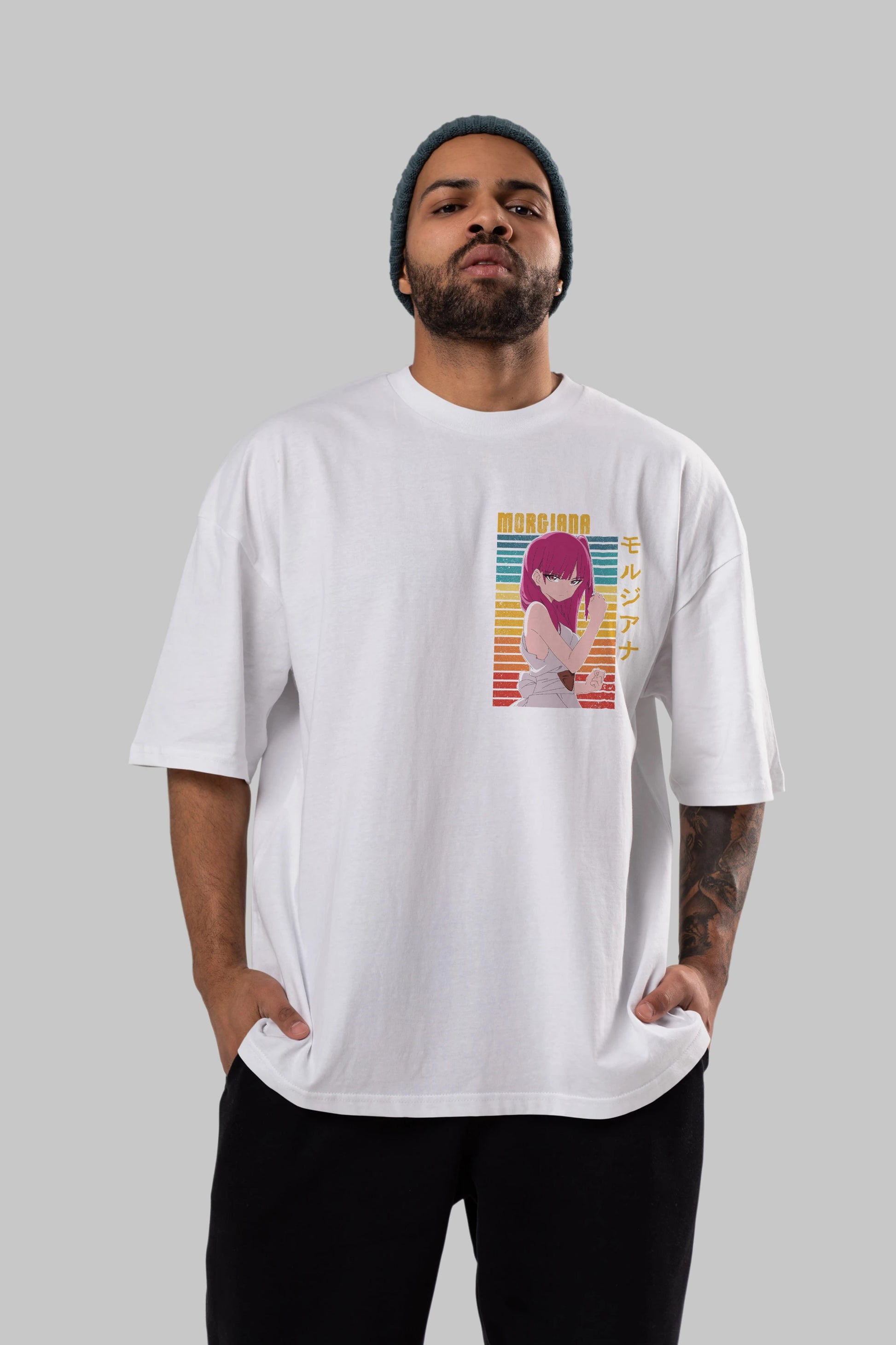 Morgiana 3 Ön Sol Baskılı Oversize t-shirt Erkek Kadın Unisex %100 Pamuk Bisiklet Yaka tişort