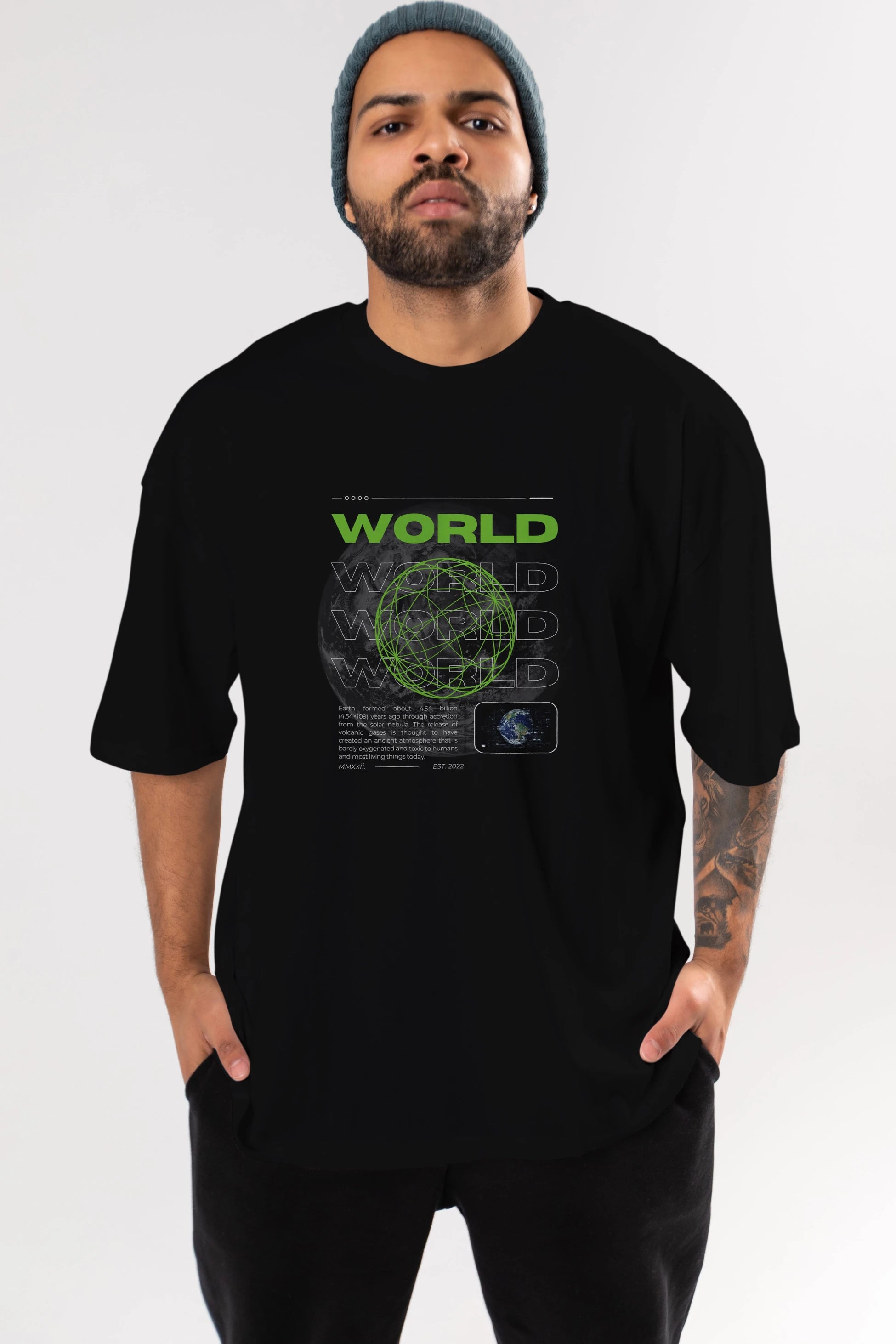 World Streetwear Ön Baskılı Oversize t-shirt Erkek Kadın Unisex