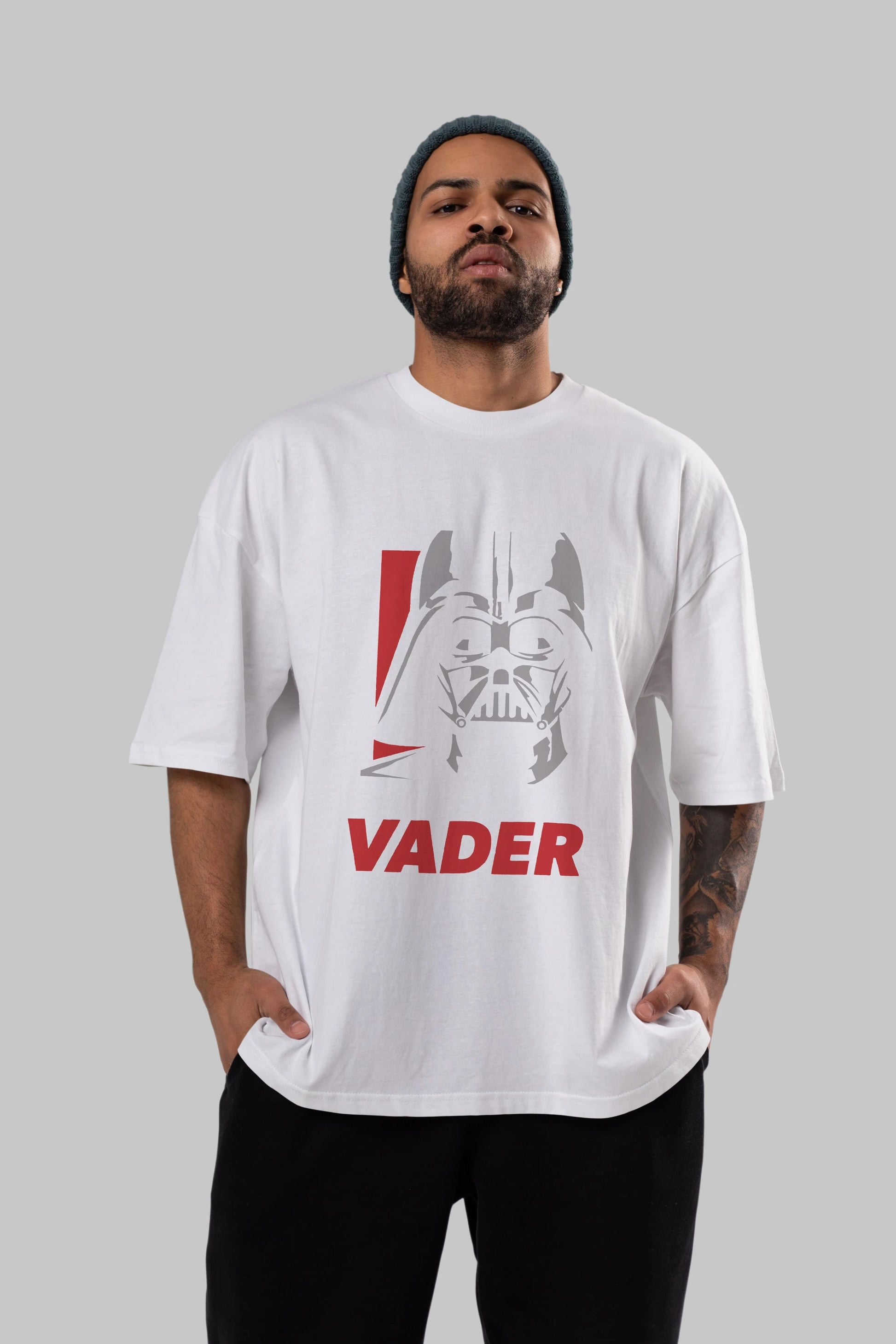 Darth Vader Ön Baskılı Oversize t-shirt Erkek Kadın Unisex %100 Pamuk Bisiklet Yaka tişort