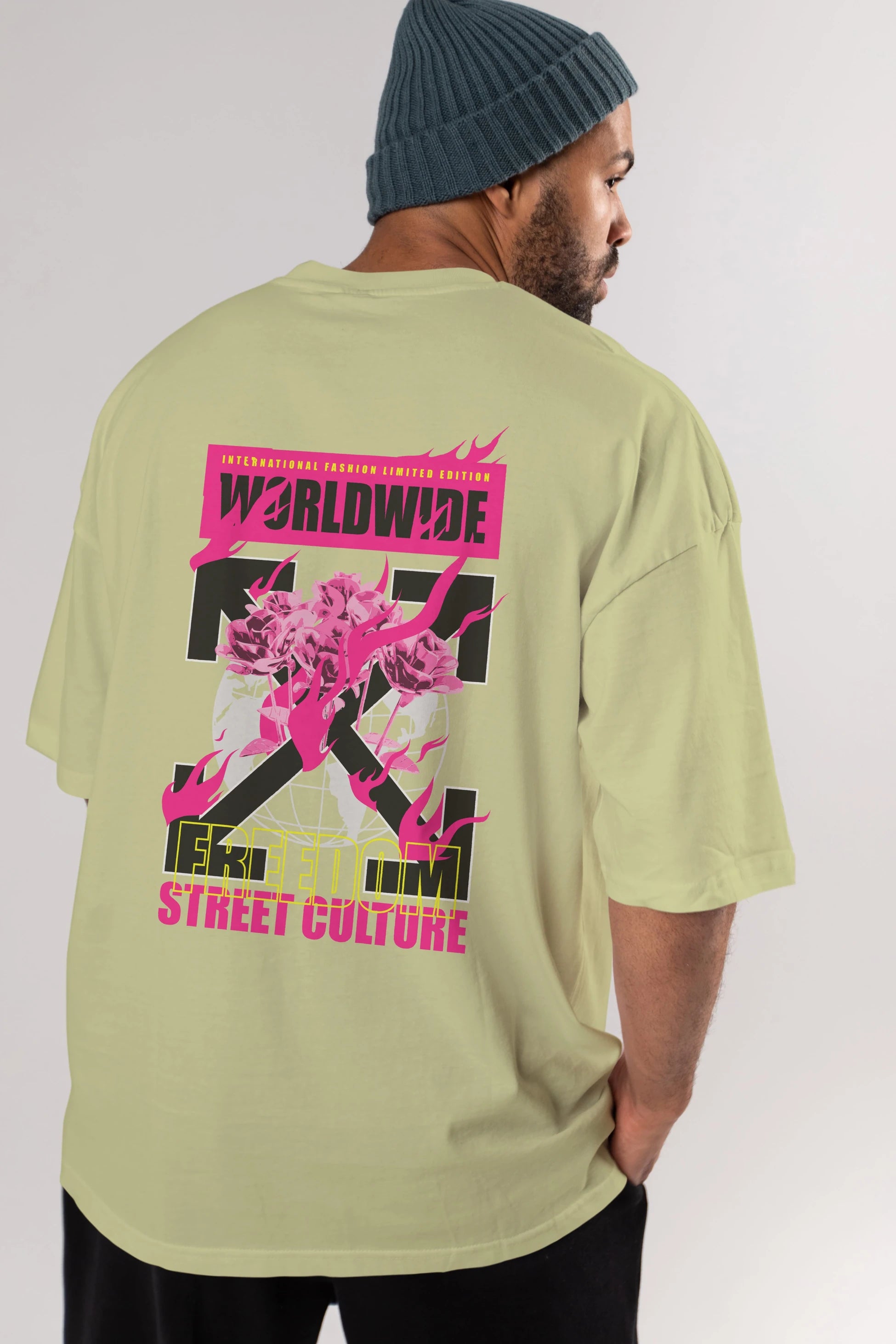 Freedom Street Culture Arka Baskılı Oversize t-shirt Erkek Kadın Unisex