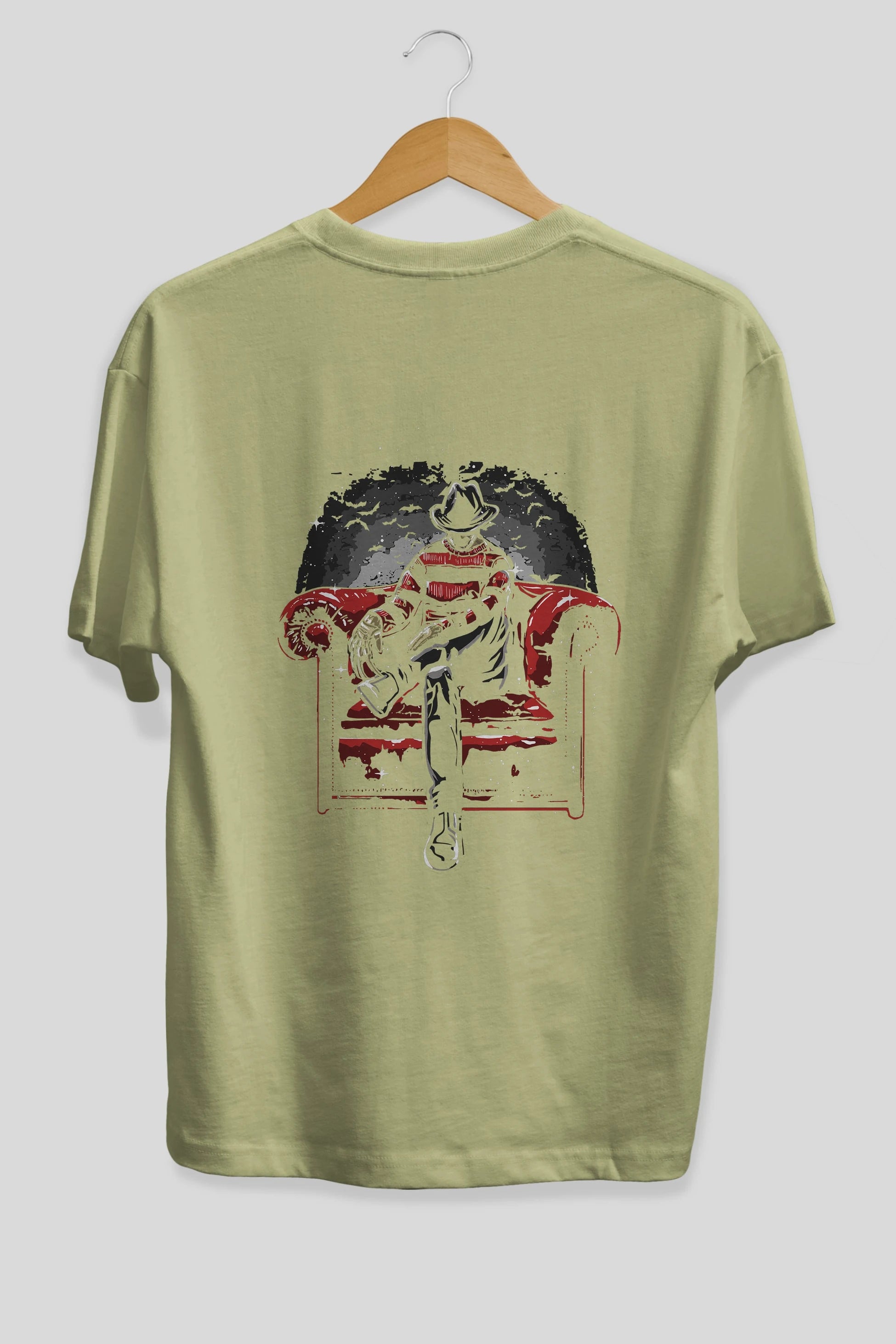 Nightmare Side Arka Baskılı Oversize t-shirt Erkek Kadın Unisex %100 Pamuk