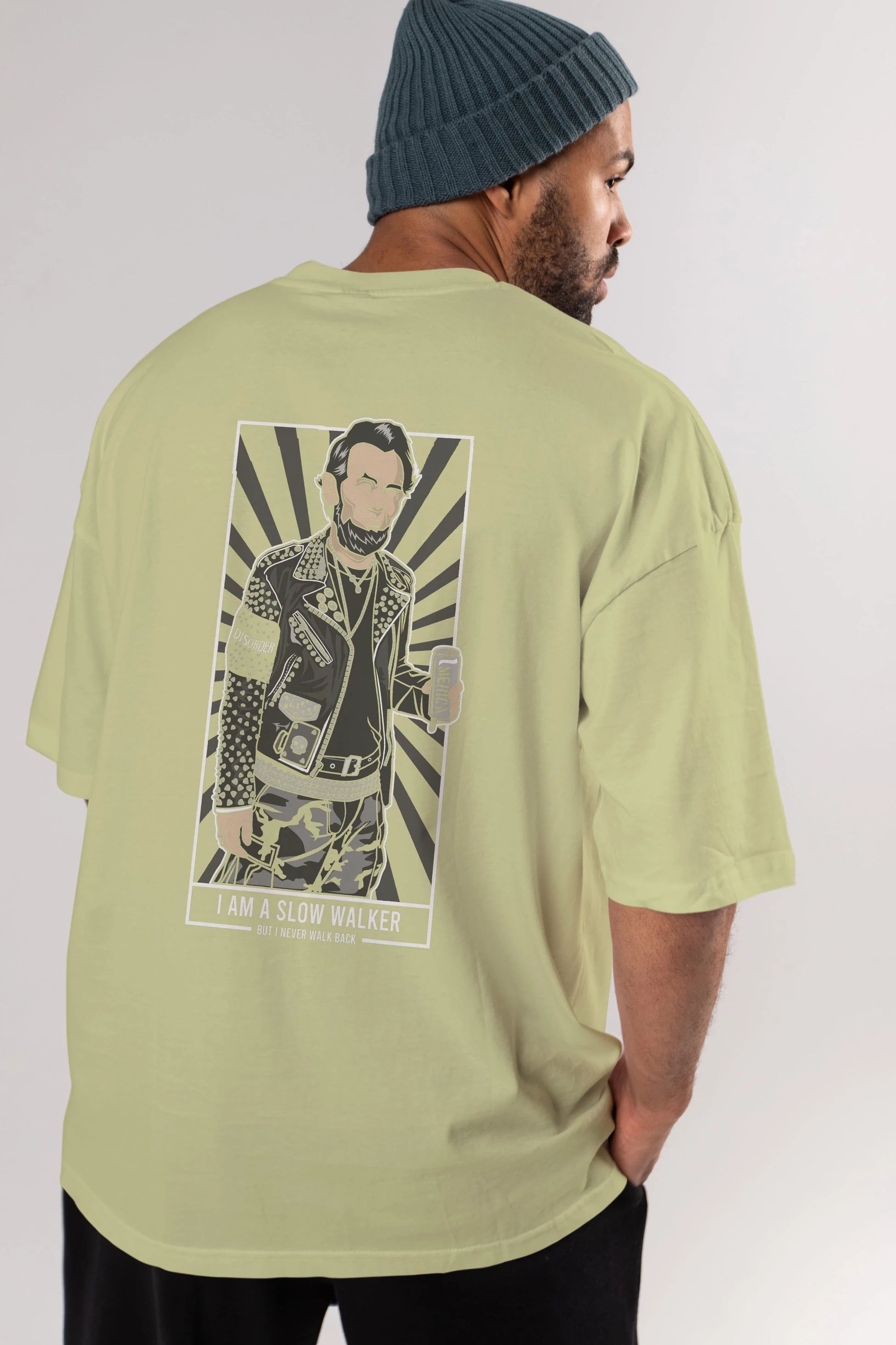 Lincoln Street Punk Arka Baskılı Oversize t-shirt Erkek Kadın Unisex %100 Pamuk tişort