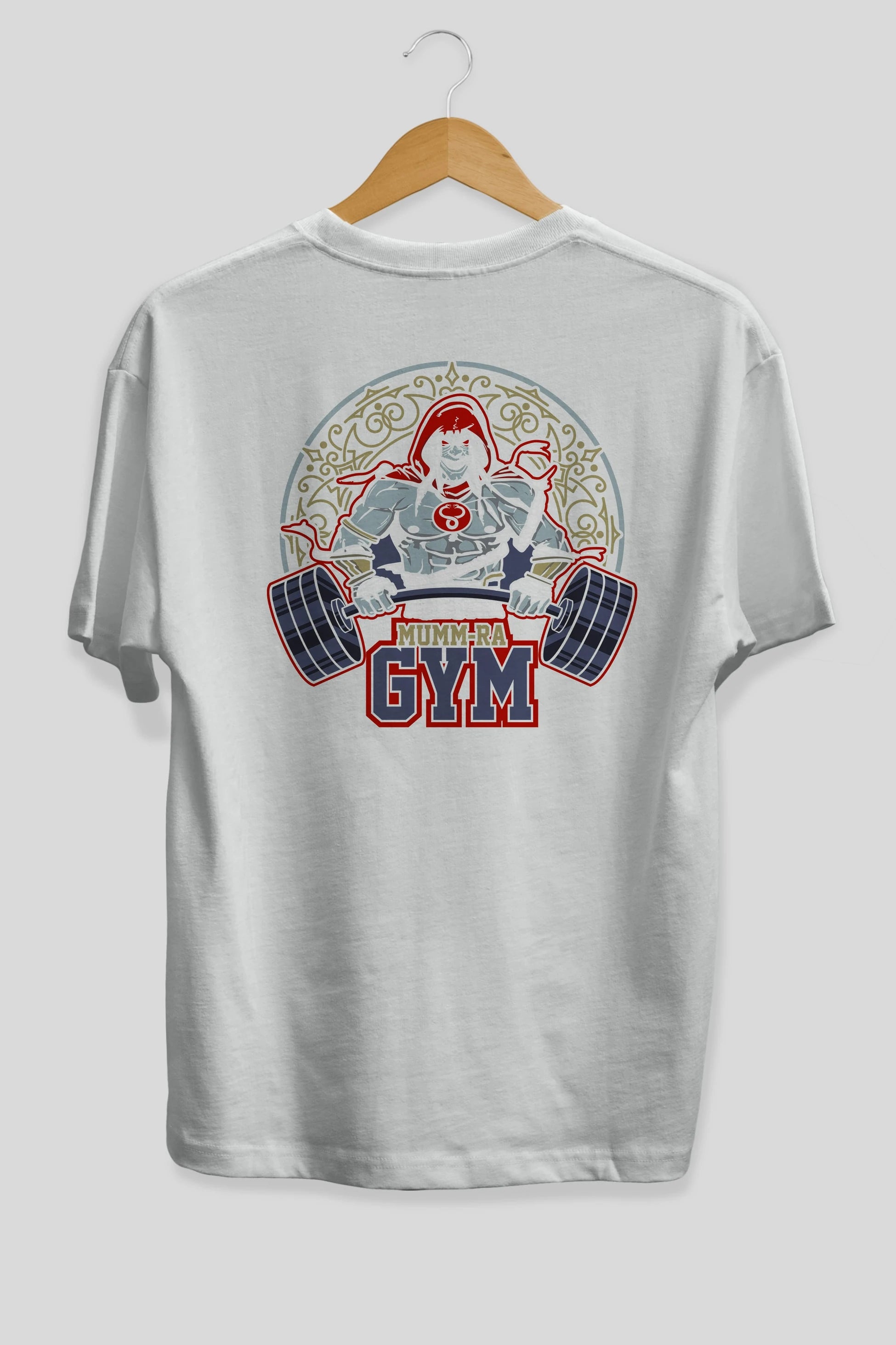 Mumm-ra GYM Arka Baskılı Oversize t-shirt Erkek Kadın Unisex %100 Pamuk Bisiklet Yaka tişort