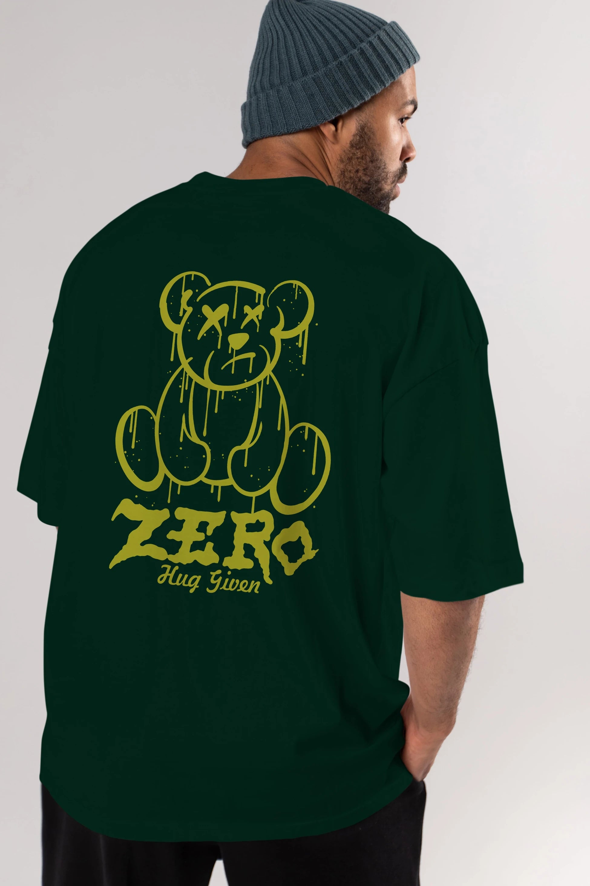 Zero Hug Given Bear Arka Baskılı Oversize t-shirt Erkek Kadın Unisex
