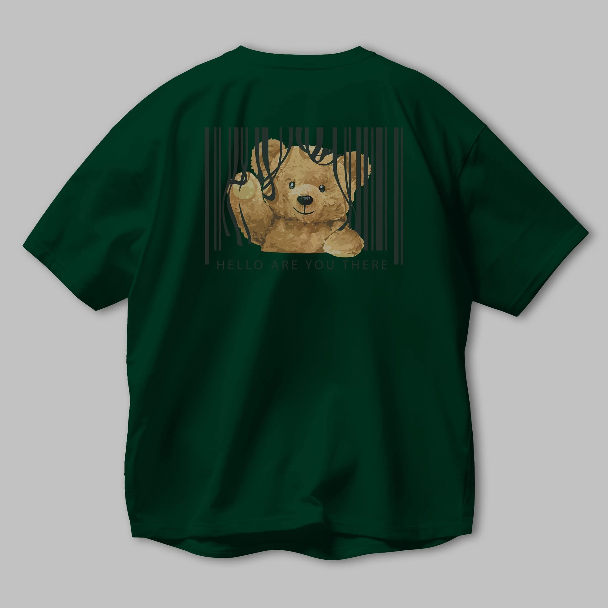 Teddy Bear Hello Arka Baskılı Oversize t-shirt Erkek Kadın Unisex %100 Pamuk