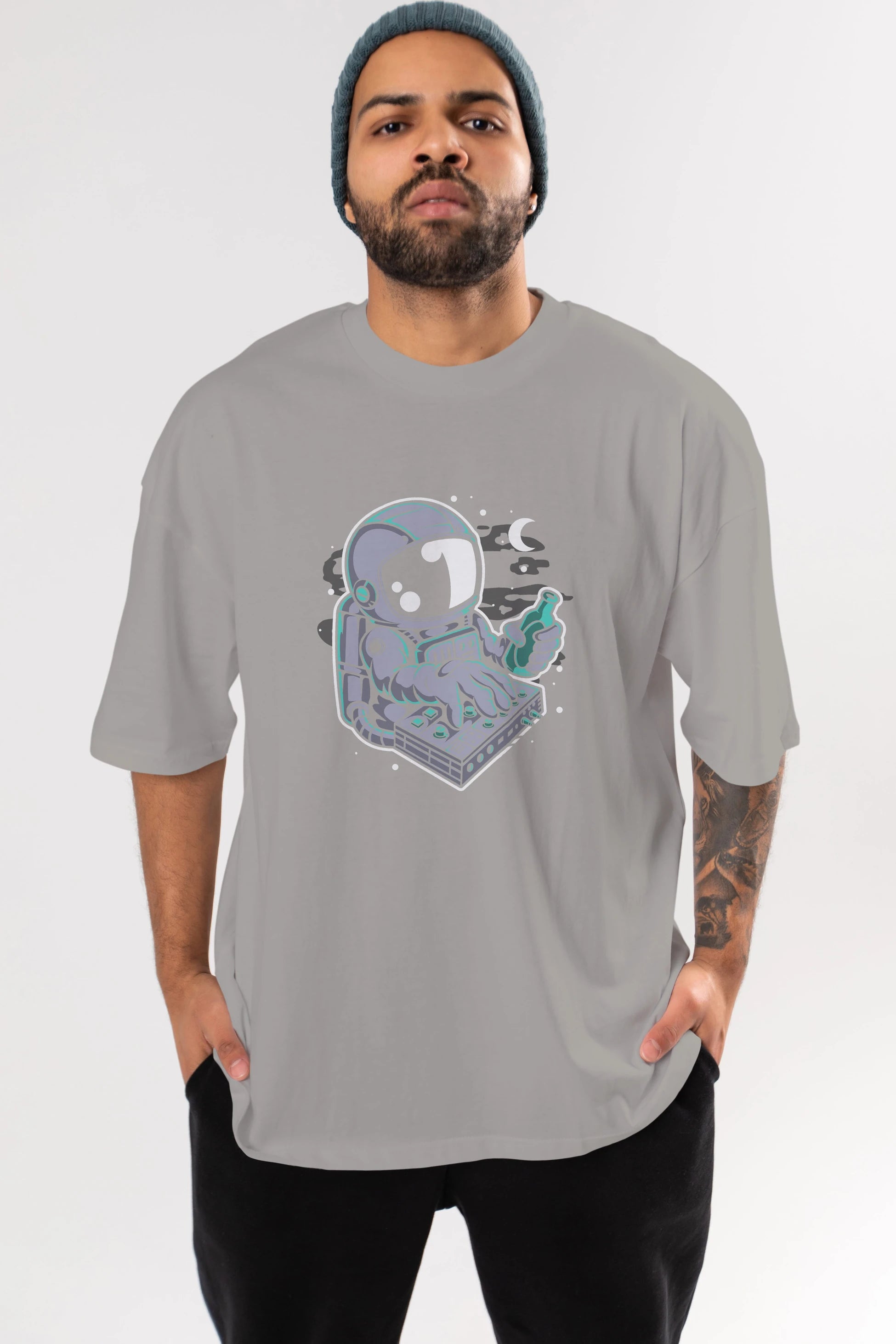 Astronaut Synth Ön Baskılı Oversize t-shirt Erkek Kadın Unisex