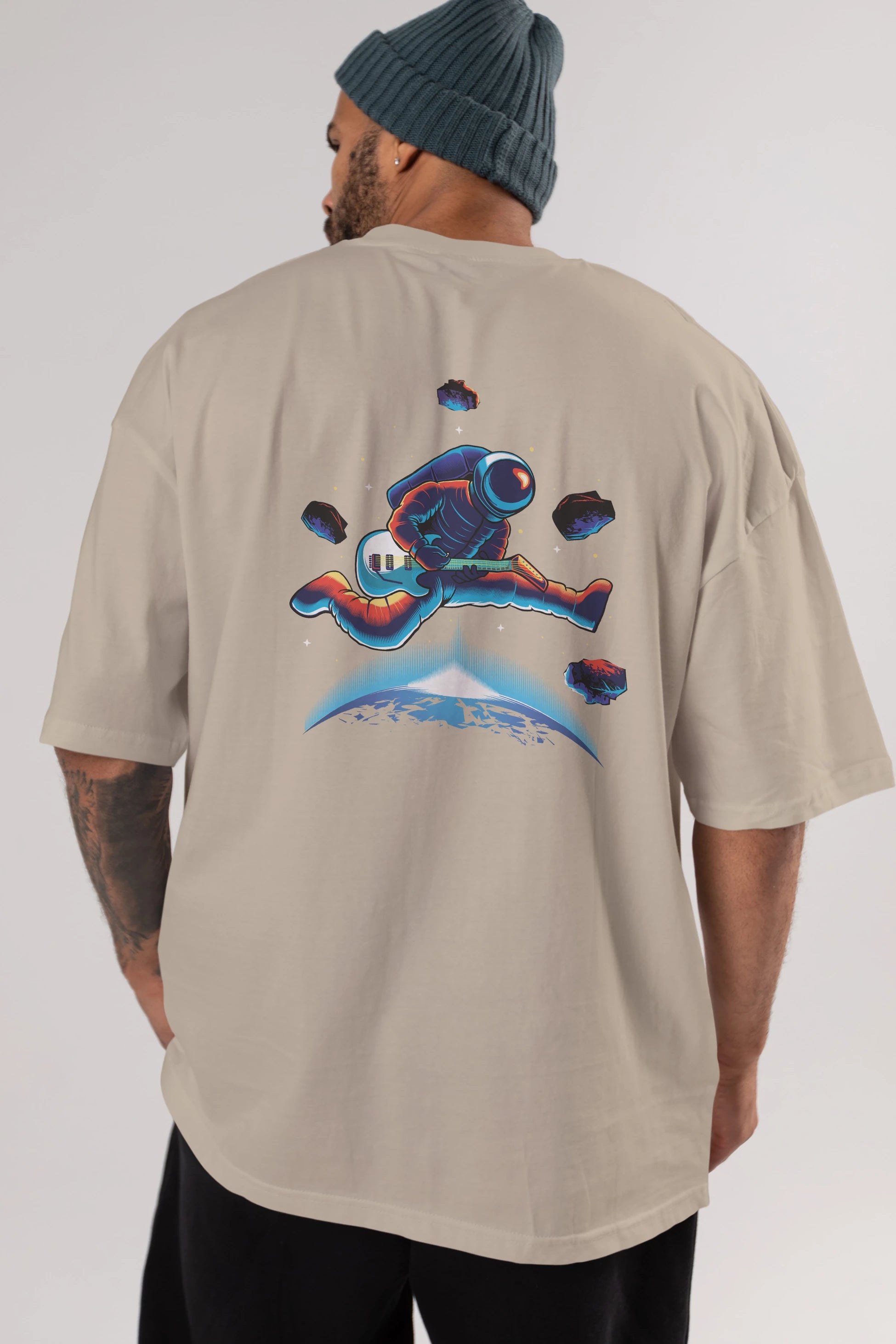 Astroguitar Arka Baskılı Oversize t-shirt Erkek Kadın Unisex