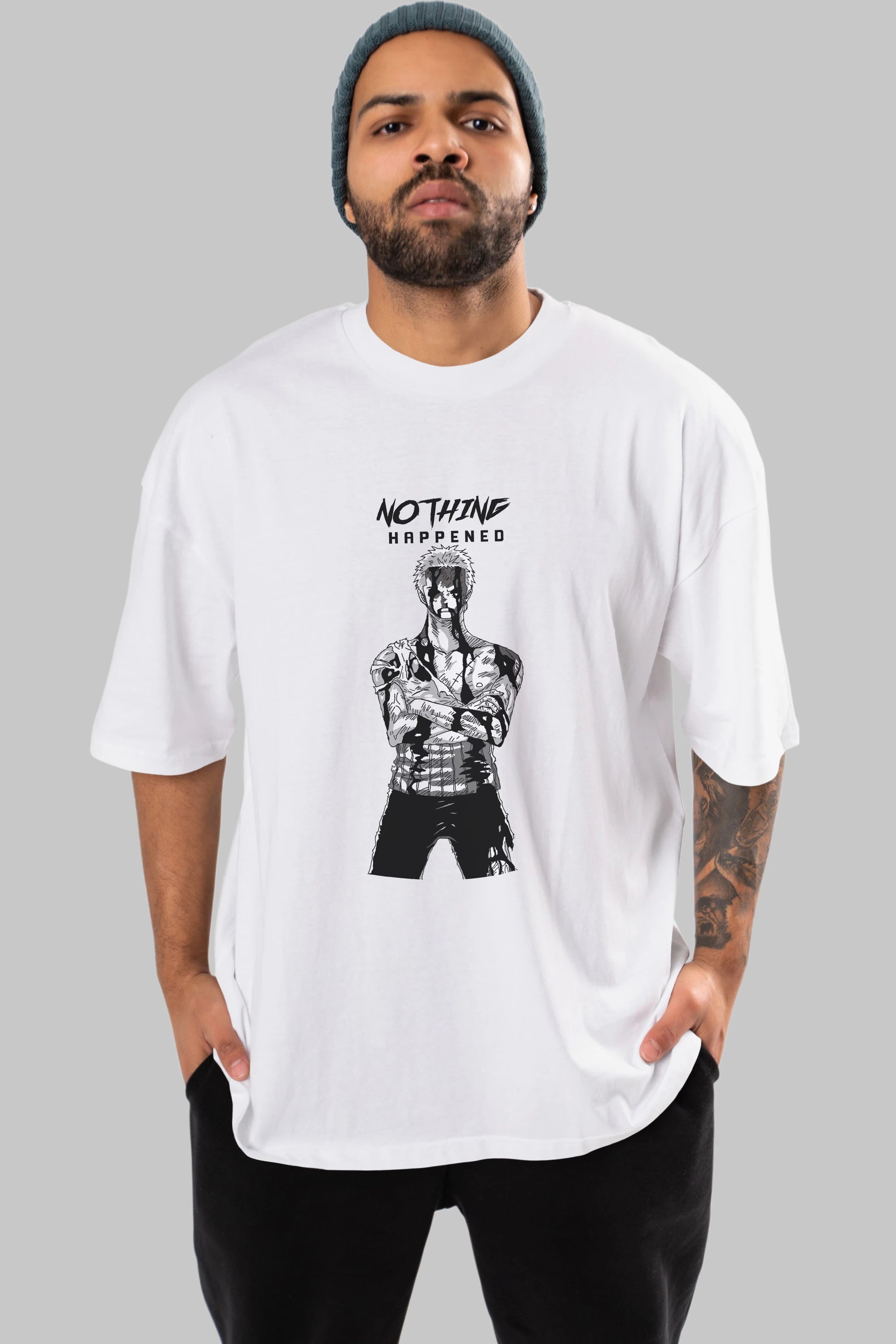 Roronoa Zoro 3 Anime Ön Baskılı Oversize t-shirt Erkek Kadın Unisex