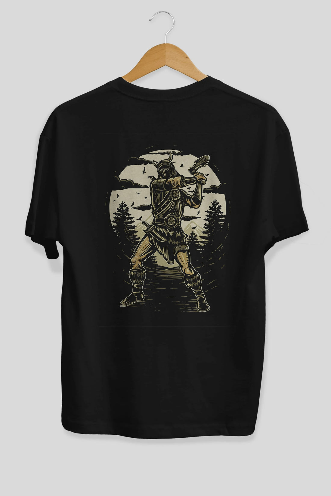Viking Arka Baskılı Oversize t-shirt Erkek Kadın Unisex %100 Pamuk