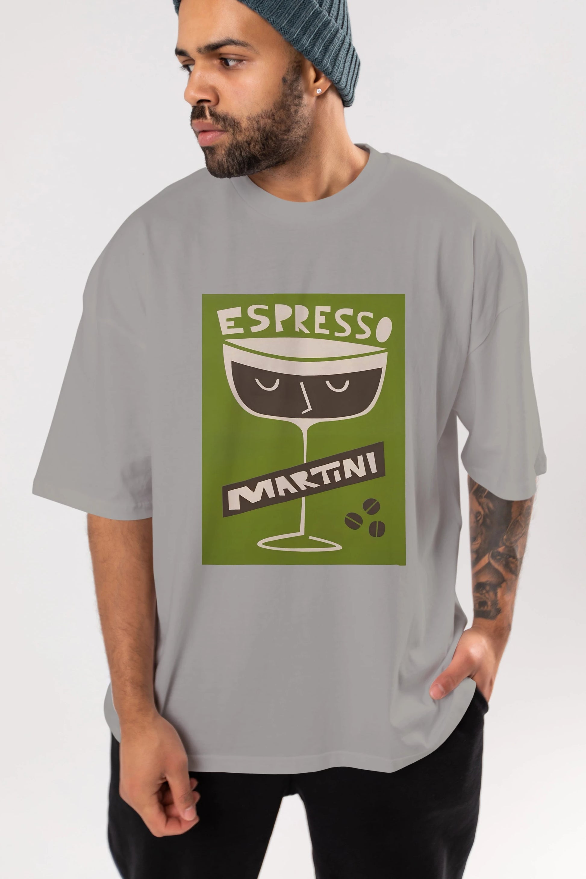 Espresso Martini 2 Ön Baskılı Oversize t-shirt Erkek Kadın Unisex %100 Pamuk Bisiklet Yaka tişort