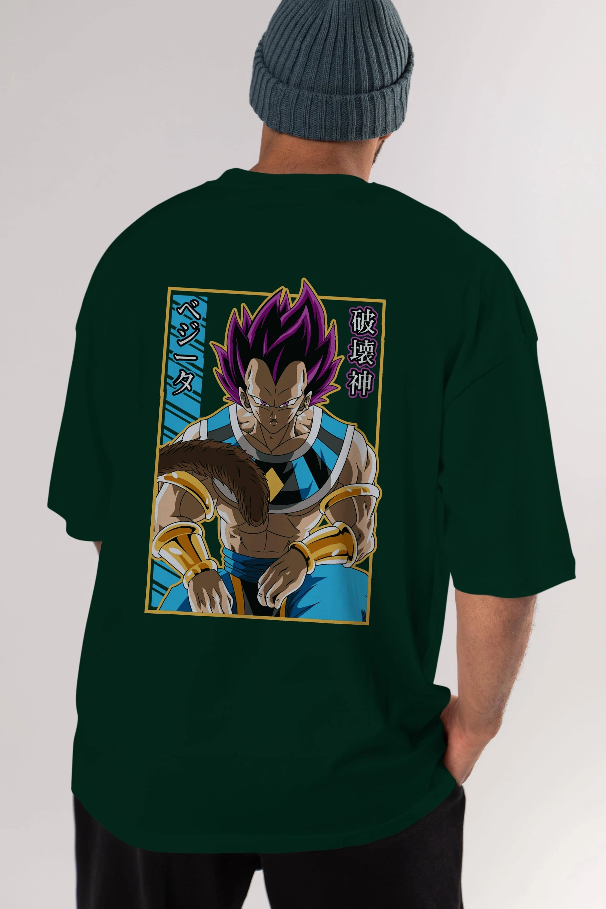 DragonBall VegetaHakaishin Anime Arka Baskılı Oversize t-shirt Erkek Kadın Unisex