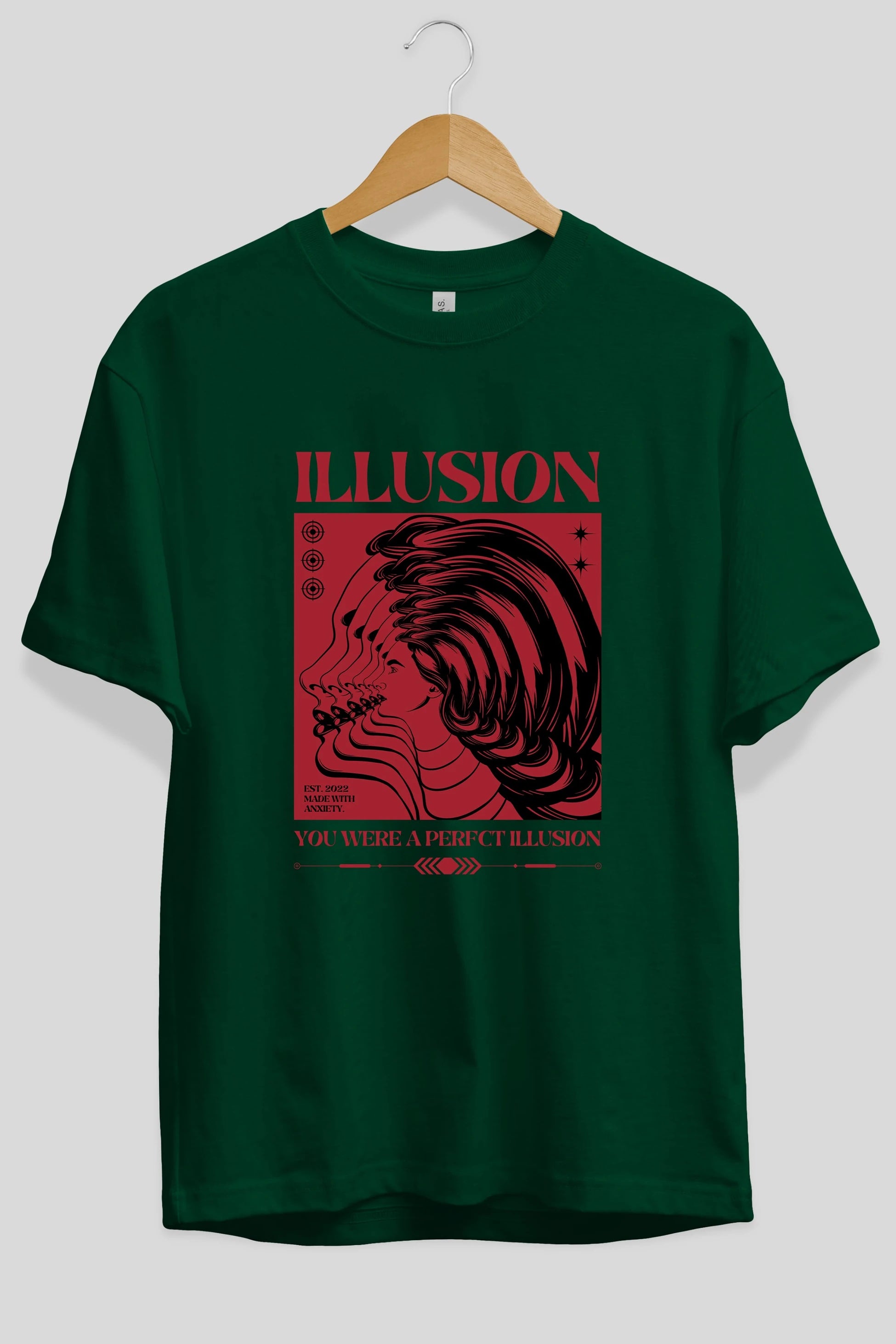 Illusion Streetwear Ön Baskılı Oversize t-shirt Erkek Kadın Unisex