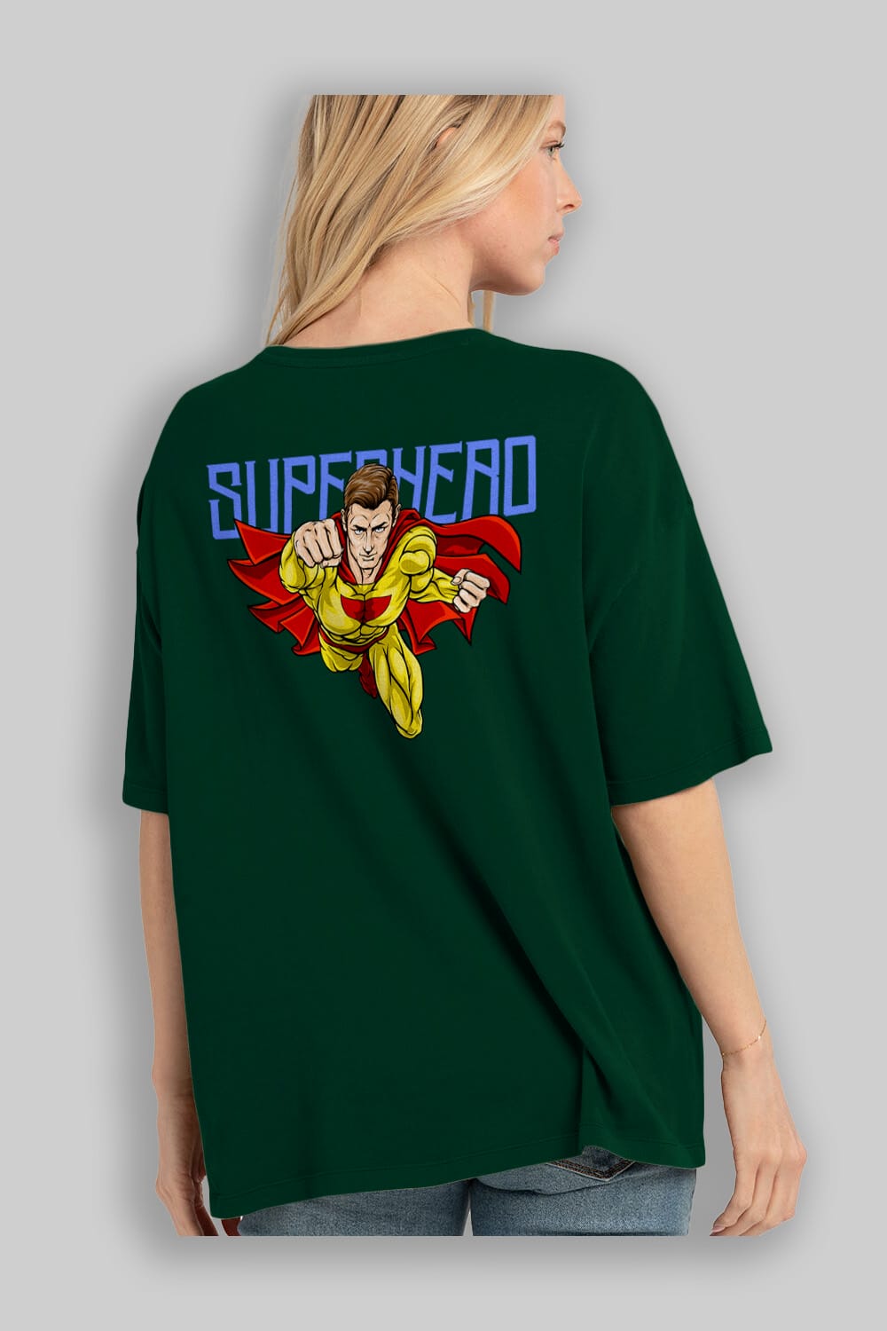 Super Hero Arka Baskılı Oversize t-shirt Erkek Kadın Unisex