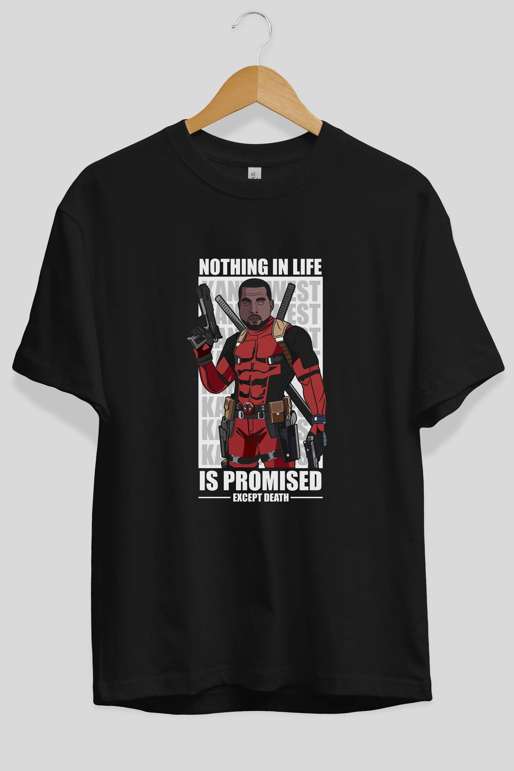 Kanye West Deadpool Ön Baskılı Oversize t-shirt Erkek Kadın Unisex %100 Pamuk tişort
