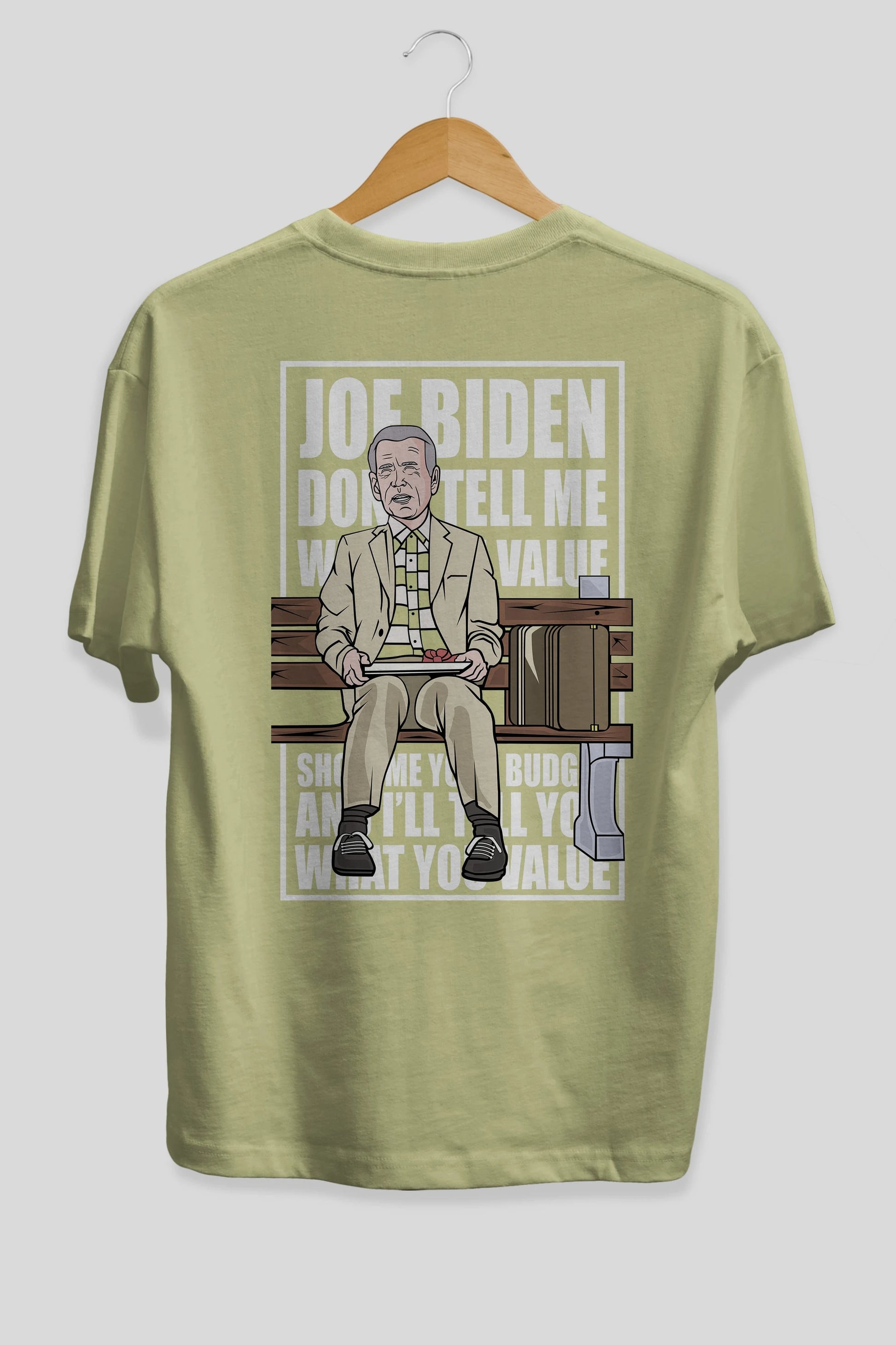 Joe Biden Forest Gump Arka Baskılı Oversize t-shirt Erkek Kadın Unisex %100 Pamuk tişort