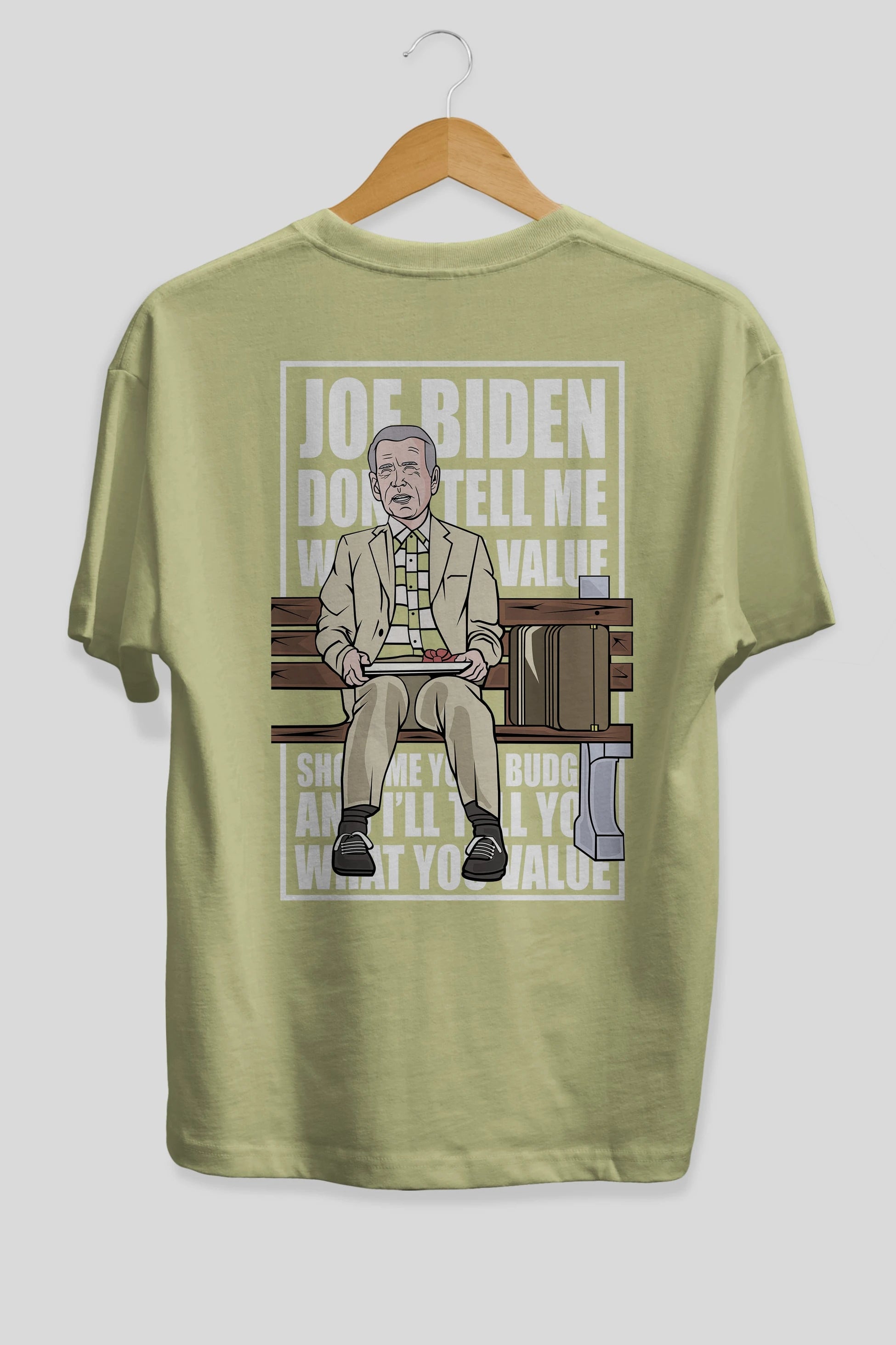 Joe Biden Forest Gump Arka Baskılı Oversize t-shirt Erkek Kadın Unisex %100 Pamuk tişort