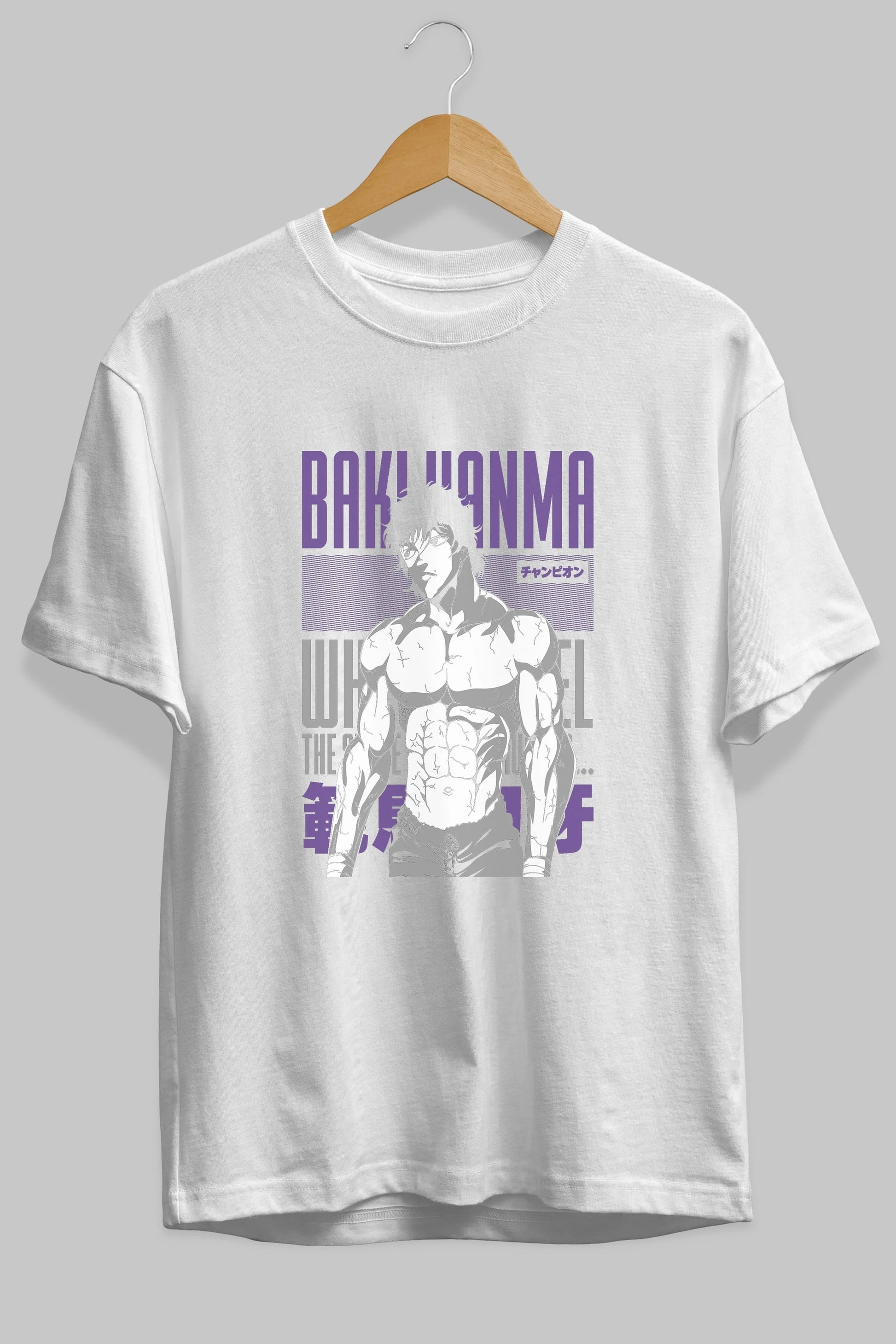 BAKI HANMA (2) Anime Ön Baskılı Oversize t-shirt %100 pamuk Erkek Kadın Unisex