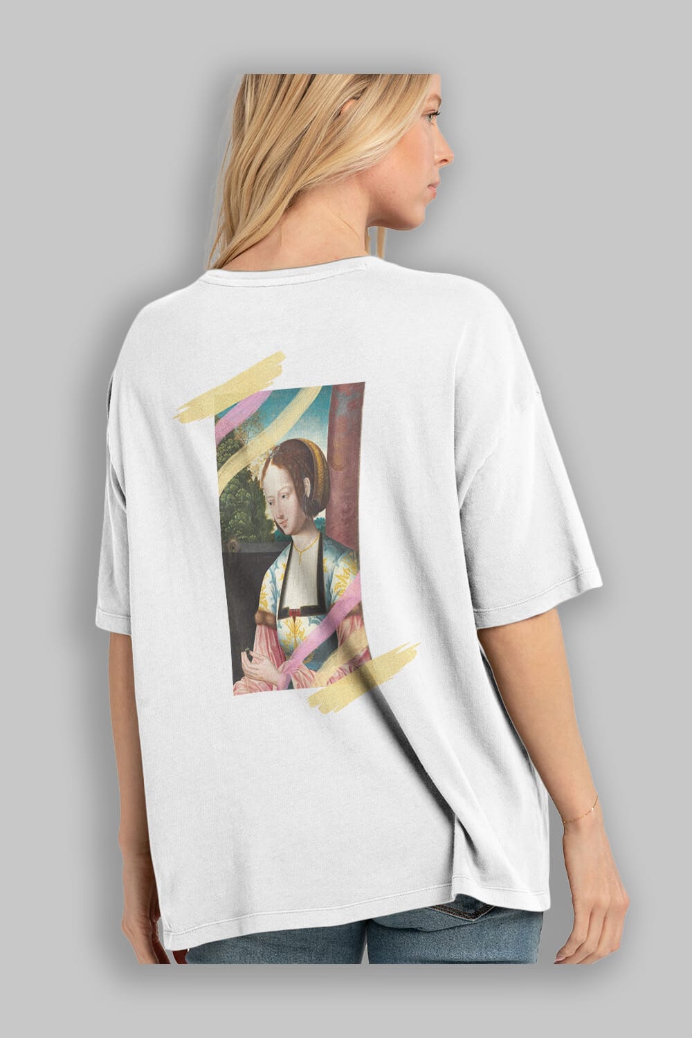 Woman Portrait Arka Baskılı Oversize t-shirt Erkek Kadın Unisex