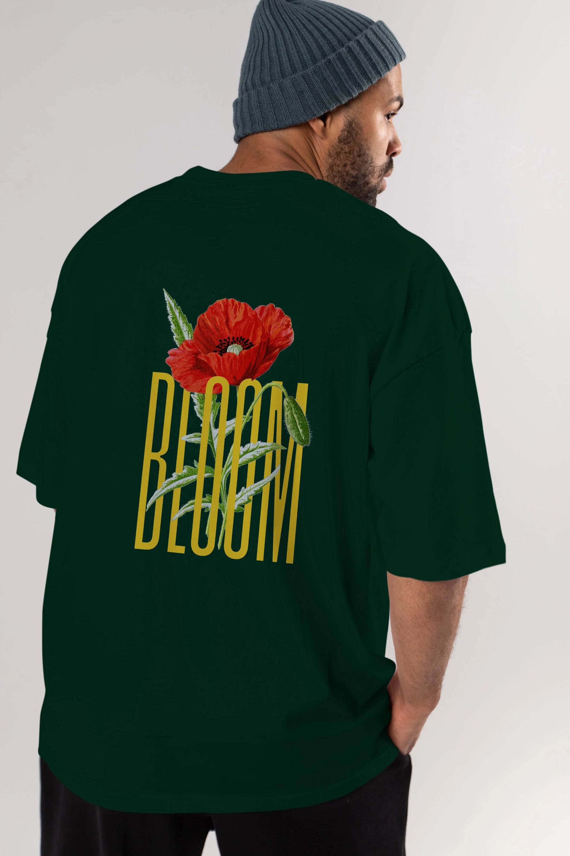 Bloom Flower Arka Baskılı Oversize t-shirt Erkek Kadın Unisex